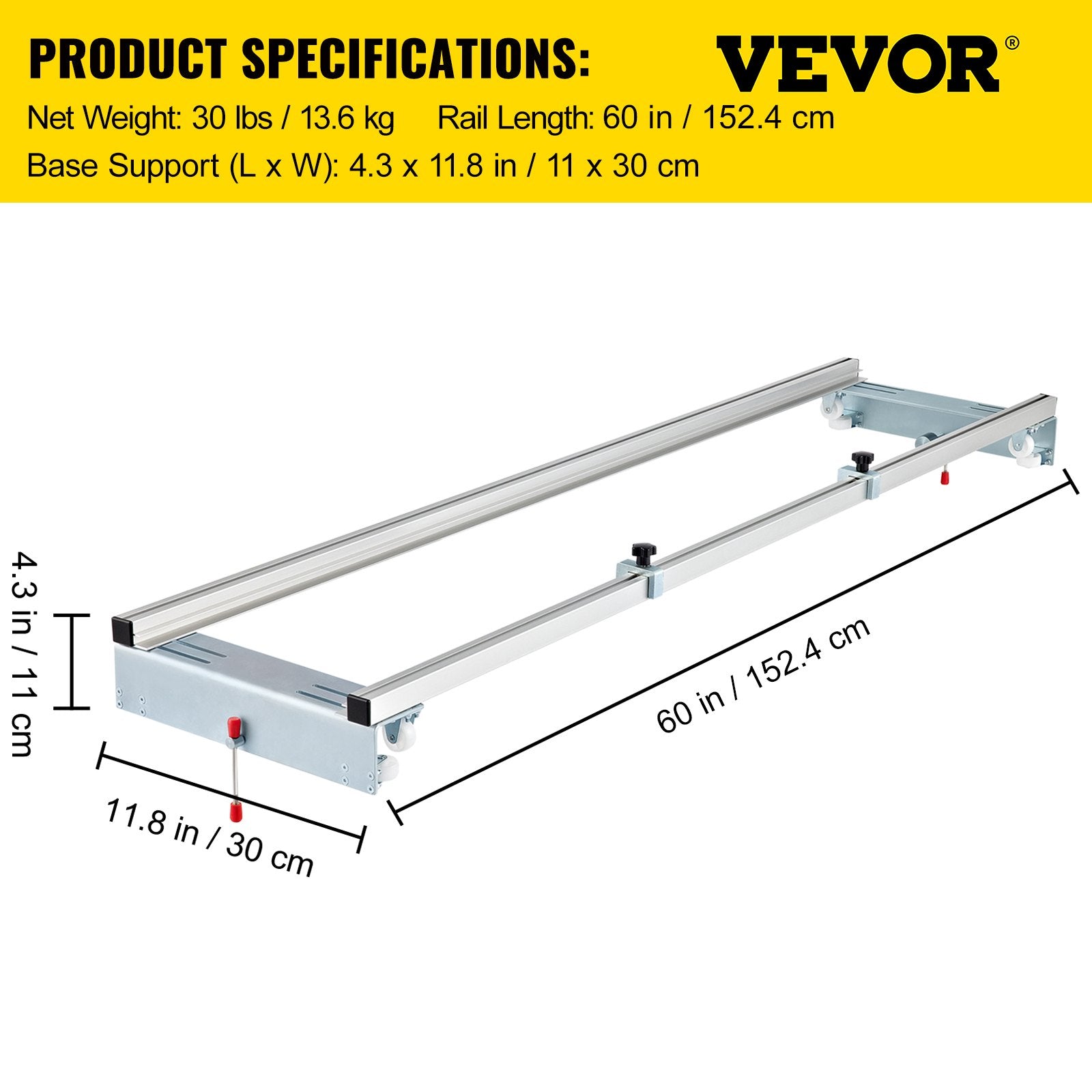 Frezavimo staklių kreipiančioji VEVOR Planing Sled 60 in, 152,4 cm plotis