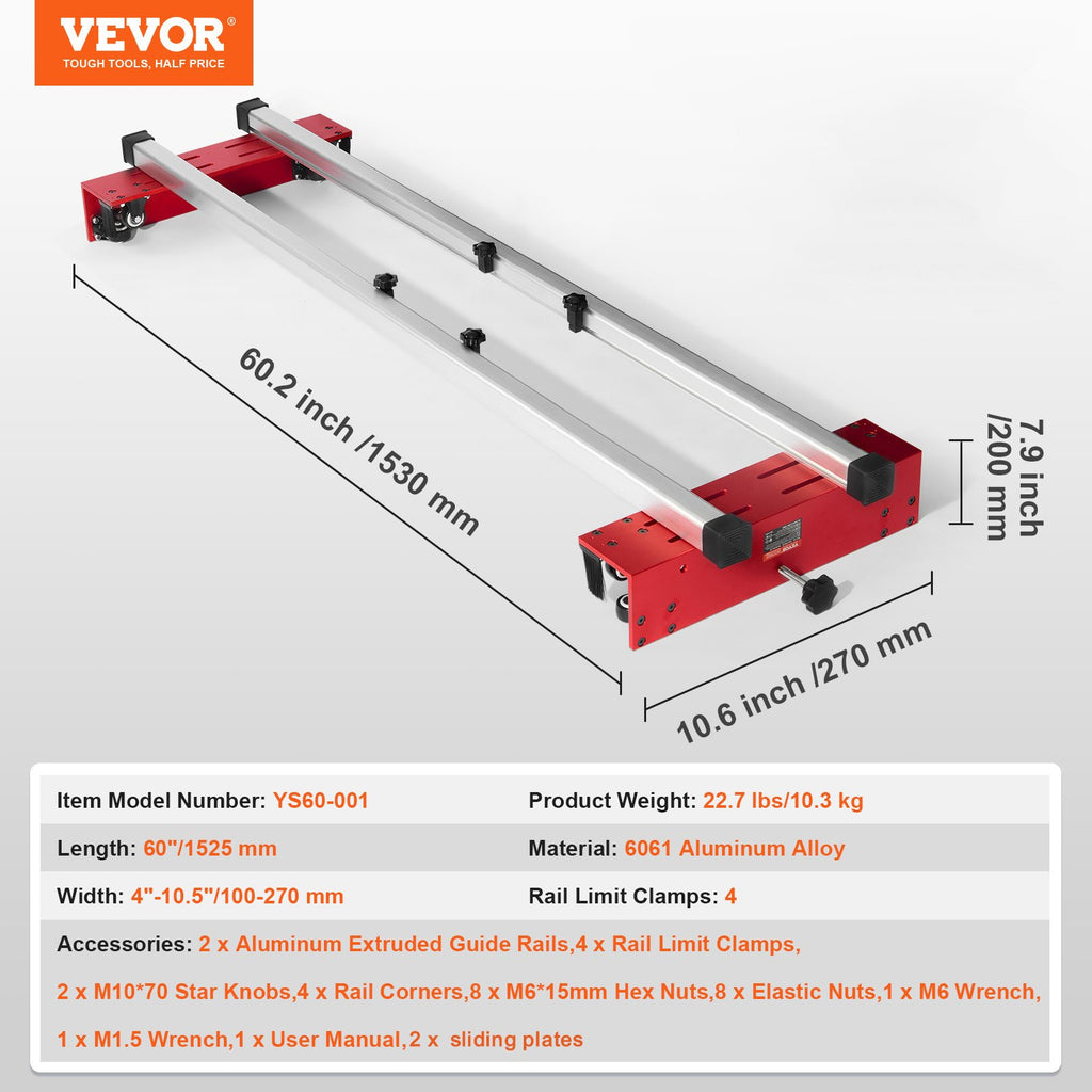 Frezavimo staklių kreipiančioji VEVOR YS60-001, 152 cm