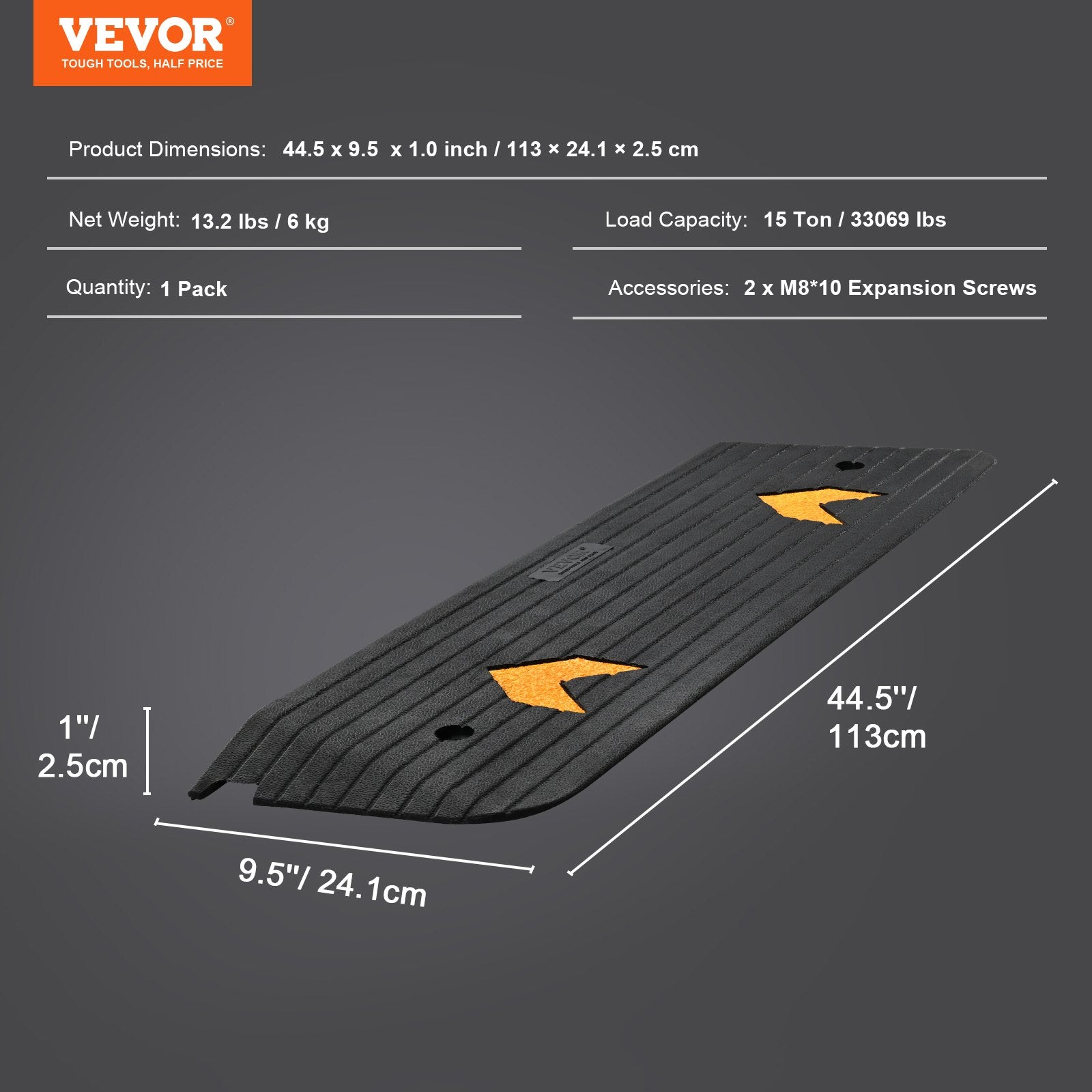Slenkstinis pandusas VEVOR B001, 15 t keliamoji galia