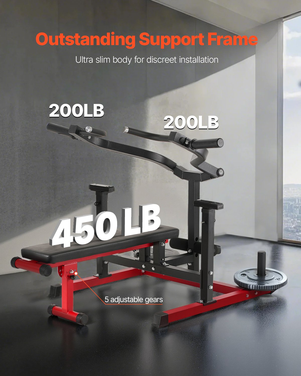 Krūtinės spaudimo treniruoklis VEVOR BN1901B, 204 kg apkrova