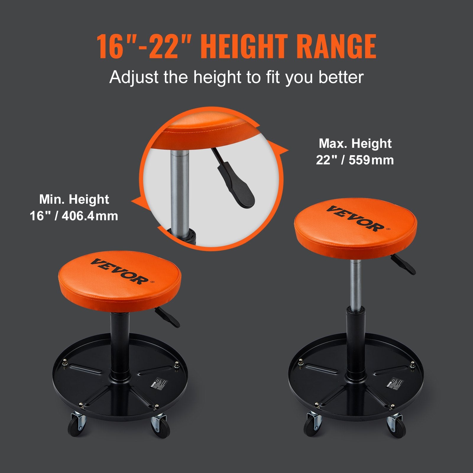 Mechaniko kėdė VEVOR, 113 kg keliamoji galia