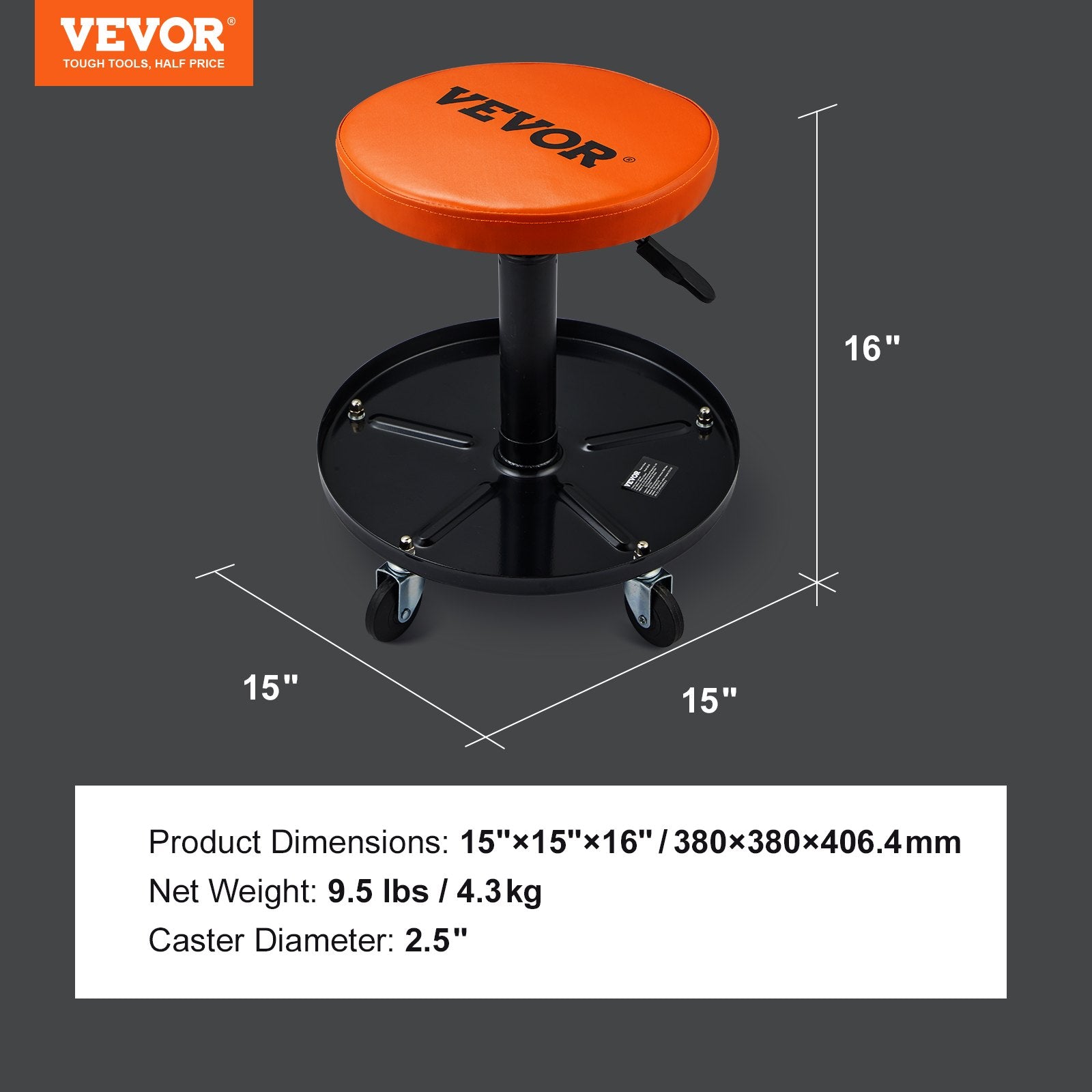 Mechaniko kėdė VEVOR, 113 kg keliamoji galia