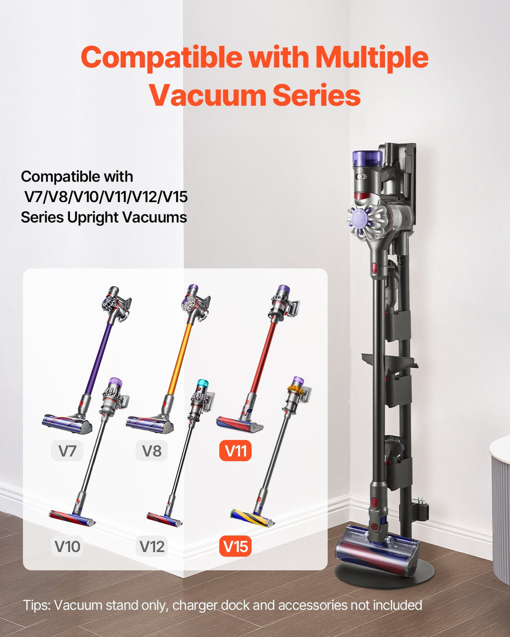 Dulkių siurblio stovas VEVOR D15, suderinamas su Dyson V7-V15 serijomis