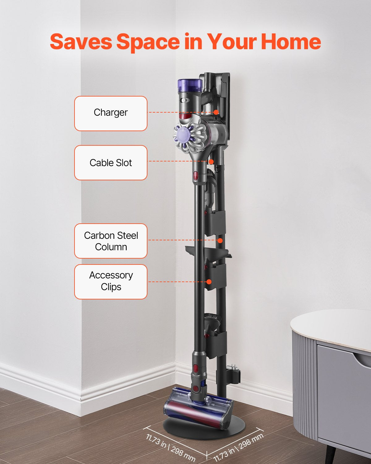Dulkių siurblio stovas VEVOR D15, suderinamas su Dyson V7-V15 serijomis