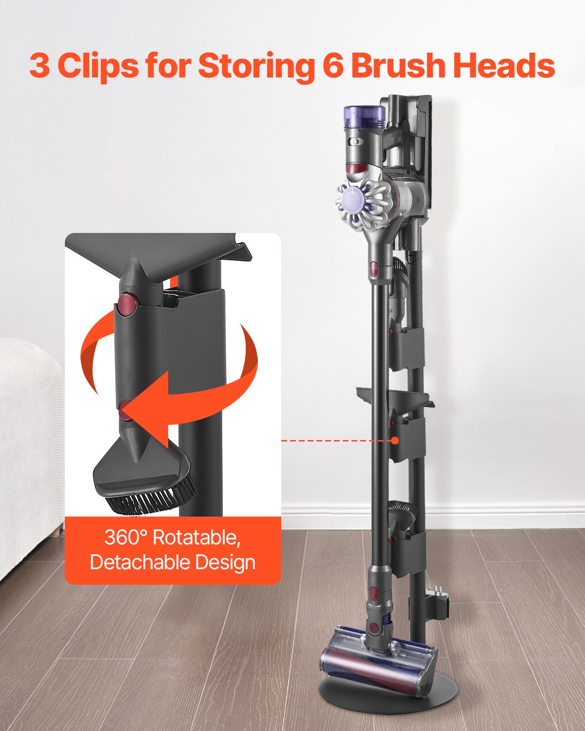 Dulkių siurblio stovas VEVOR D15, suderinamas su Dyson V7-V15 serijomis
