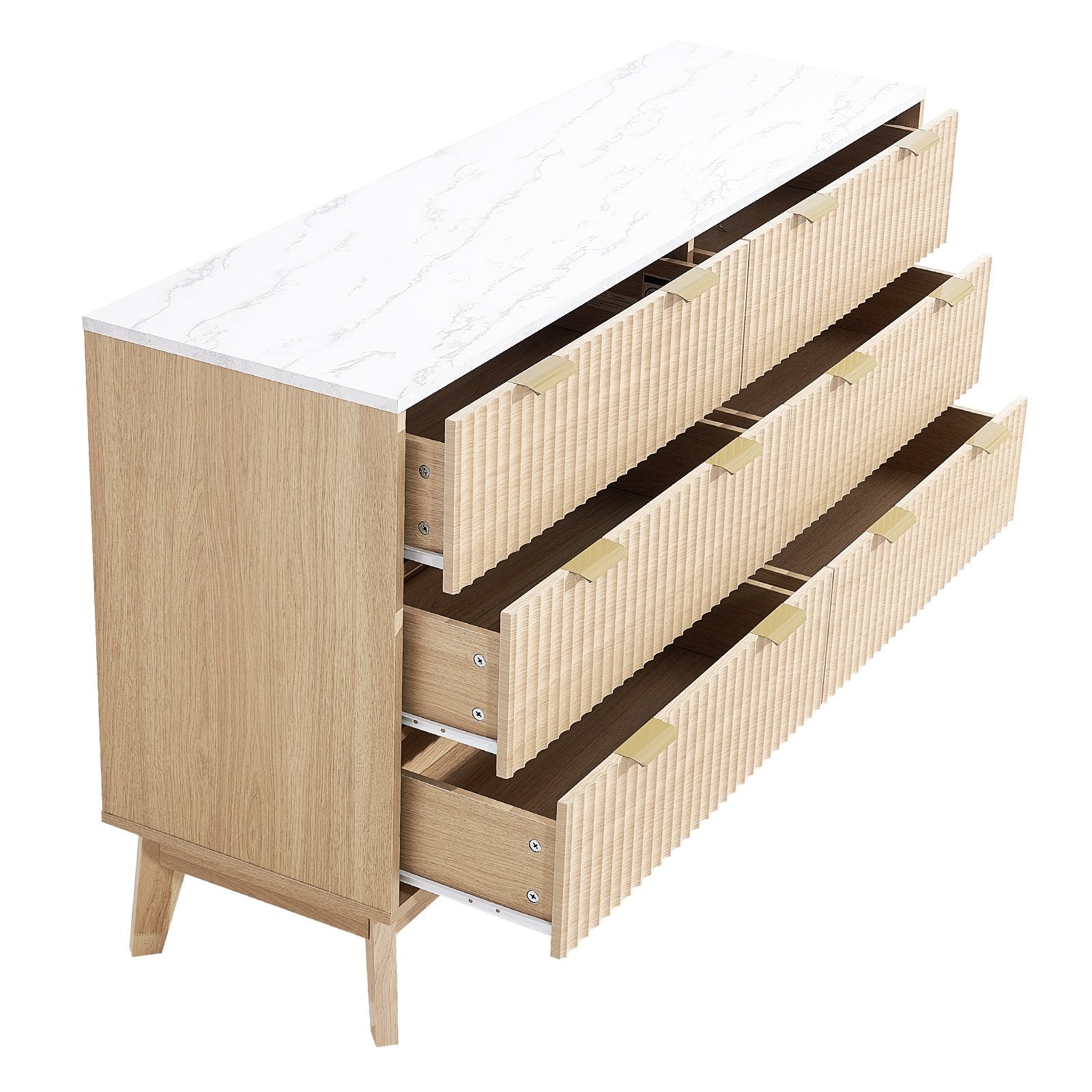 Komoda su 6 stalčiais VEVOR IVY-VVR-011, 137 cm ilgio