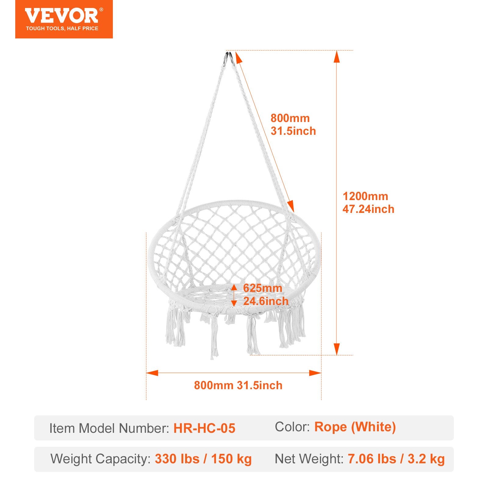 Kabinamas hamakas-kėdė VEVOR HR-HC-05, 150 kg keliamoji galia