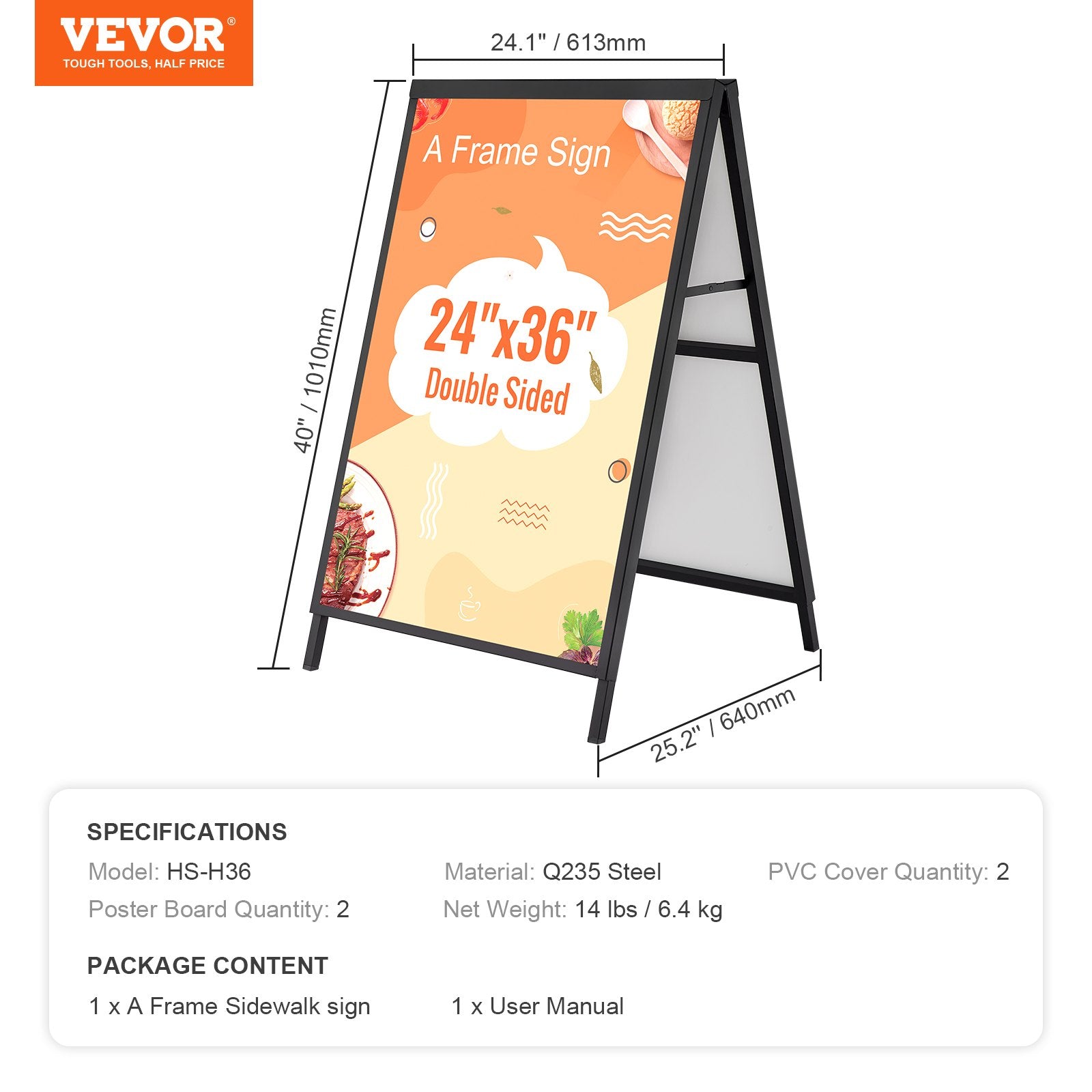 Reklaminis stovas VEVOR HS-H36, 610x910 mm