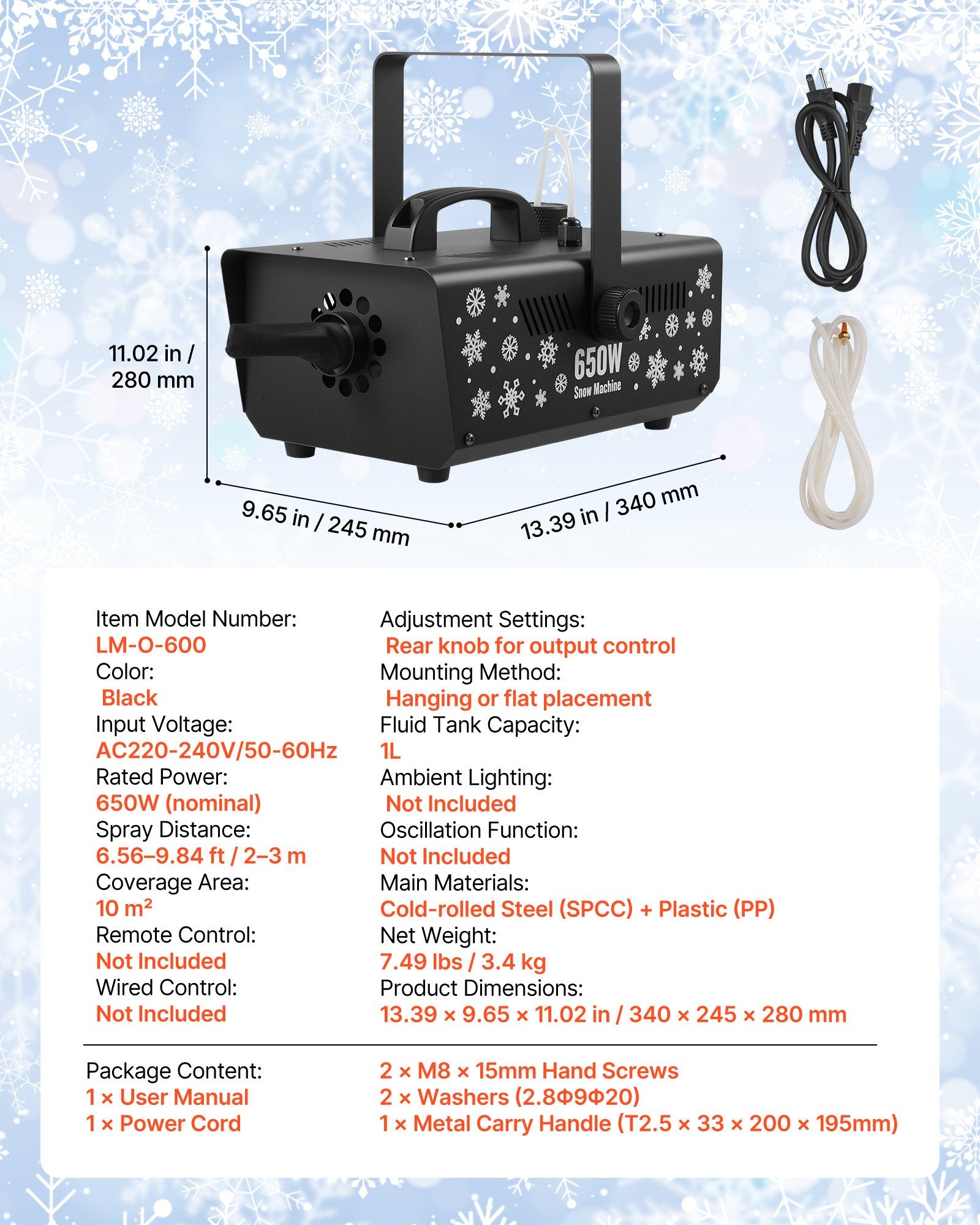 Sniego mašina VEVOR LM-O-600, 650W