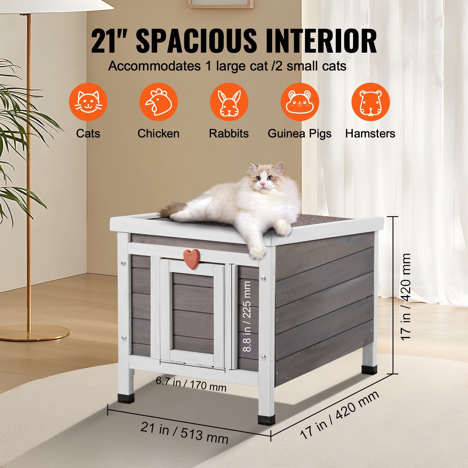 Lauko kačių namelis VEVOR DUSCH2401, 513x420x420 mm