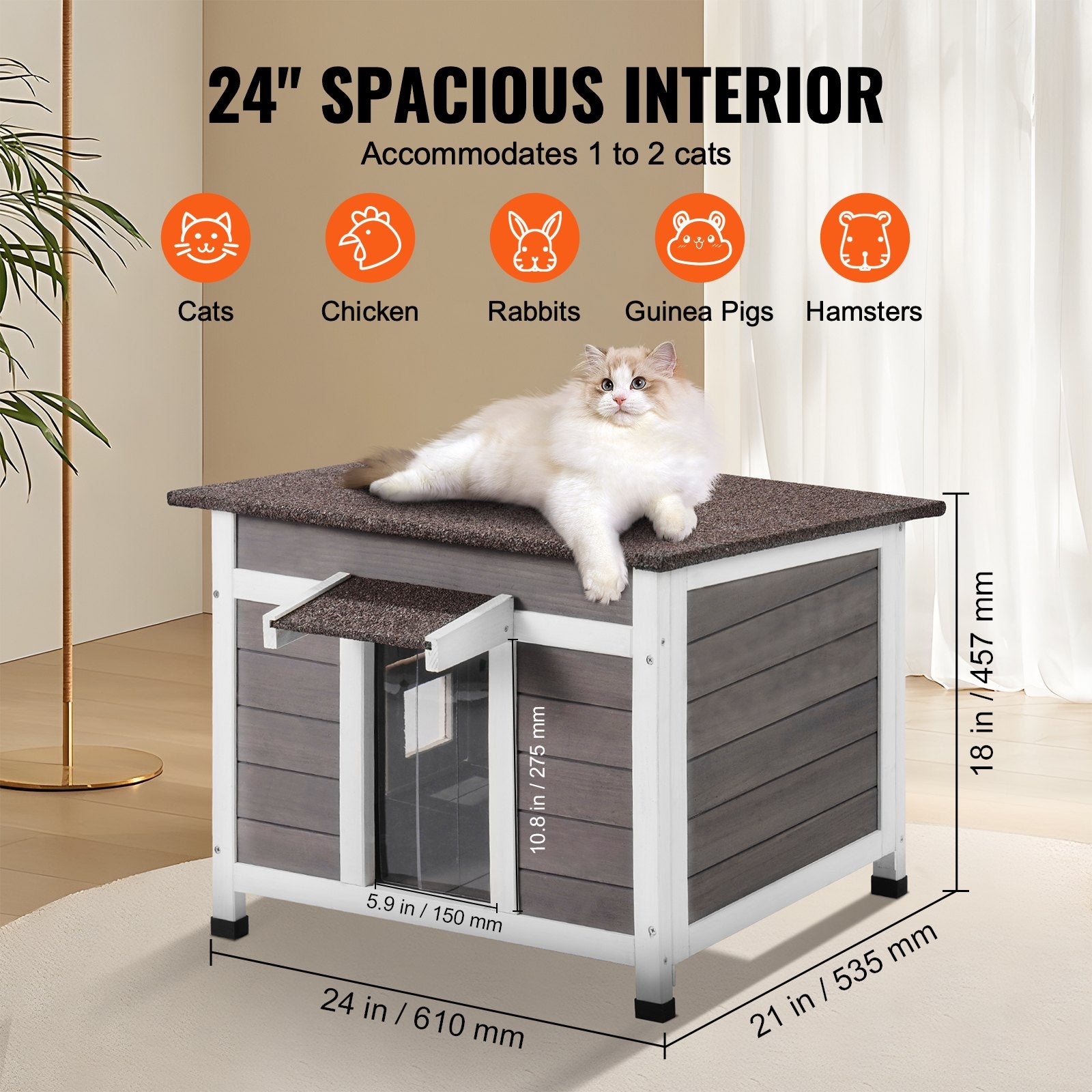Lauko namelis katėms VEVOR DUSCH2402, 60x53x46 cm