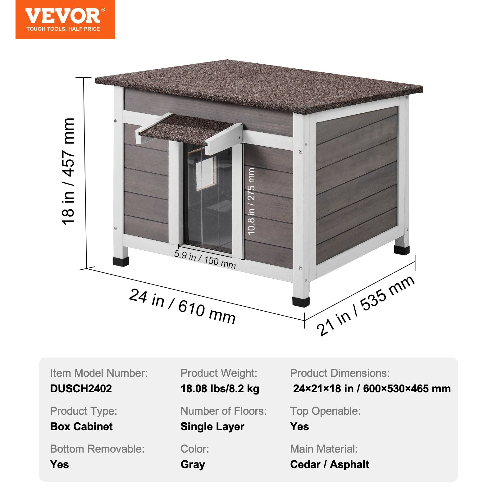 Lauko namelis katėms VEVOR DUSCH2402, 60x53x46 cm