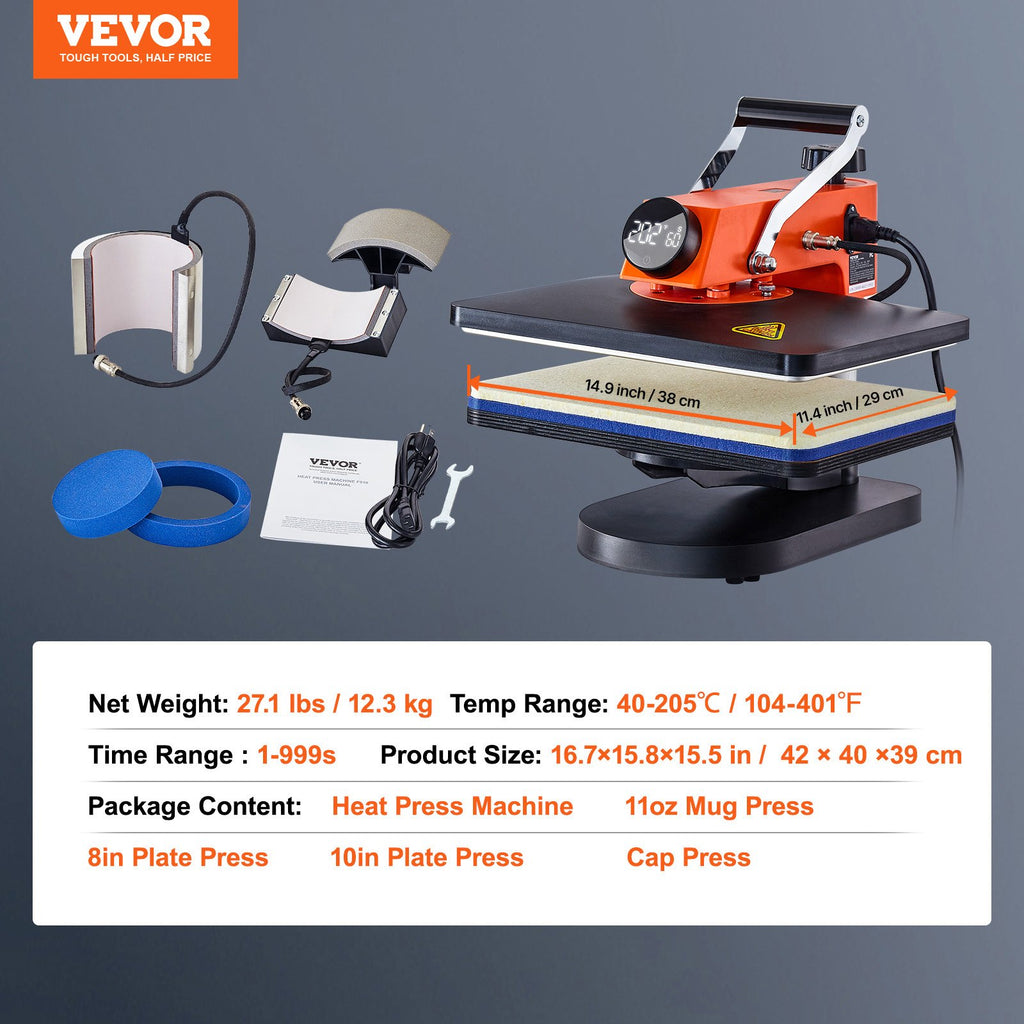 Termopresas VEVOR 5in1, 30,5 x 38,1 cm