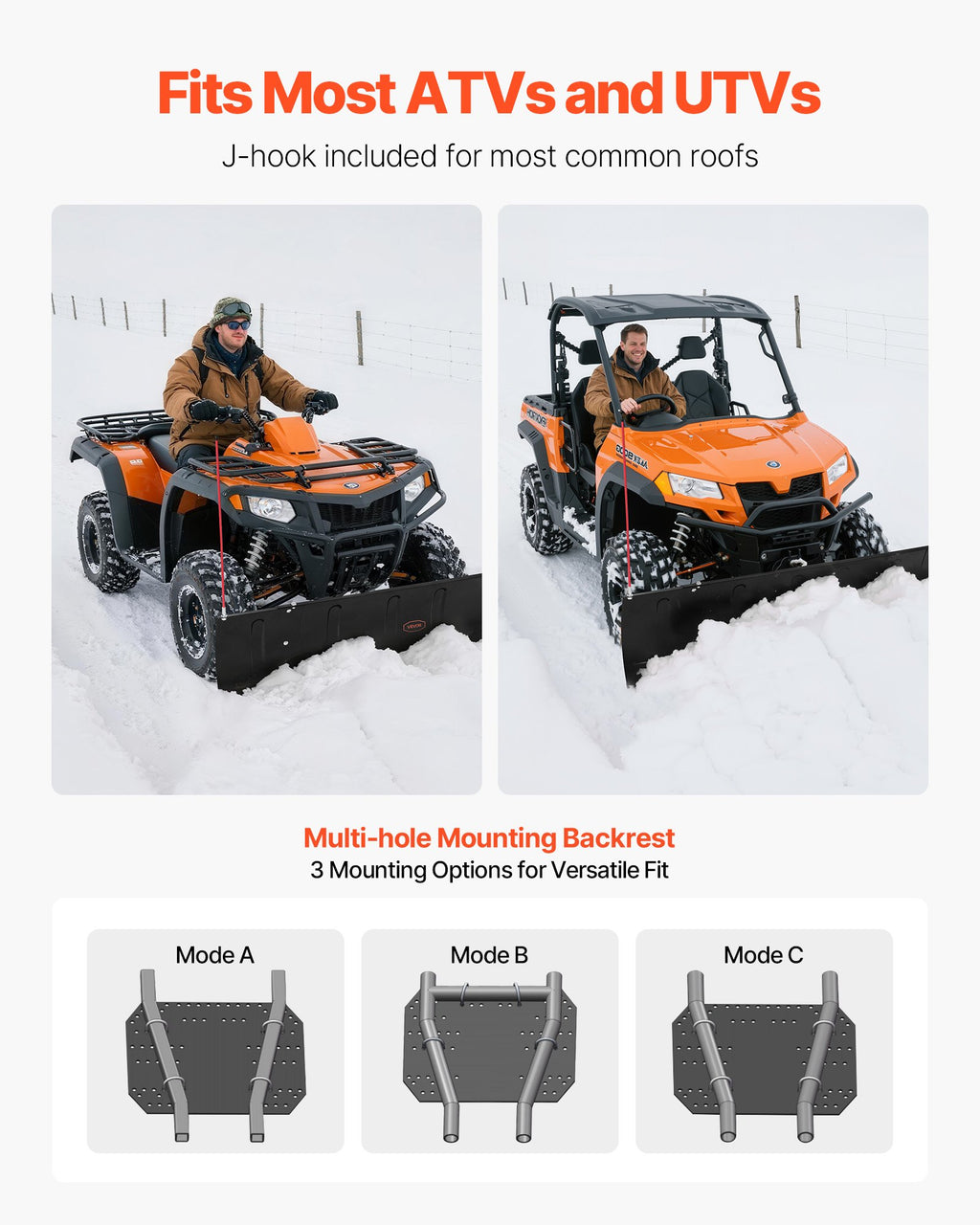 Sniego stumtuvas VEVOR ATV-001J-60, 109/152 cm plotis