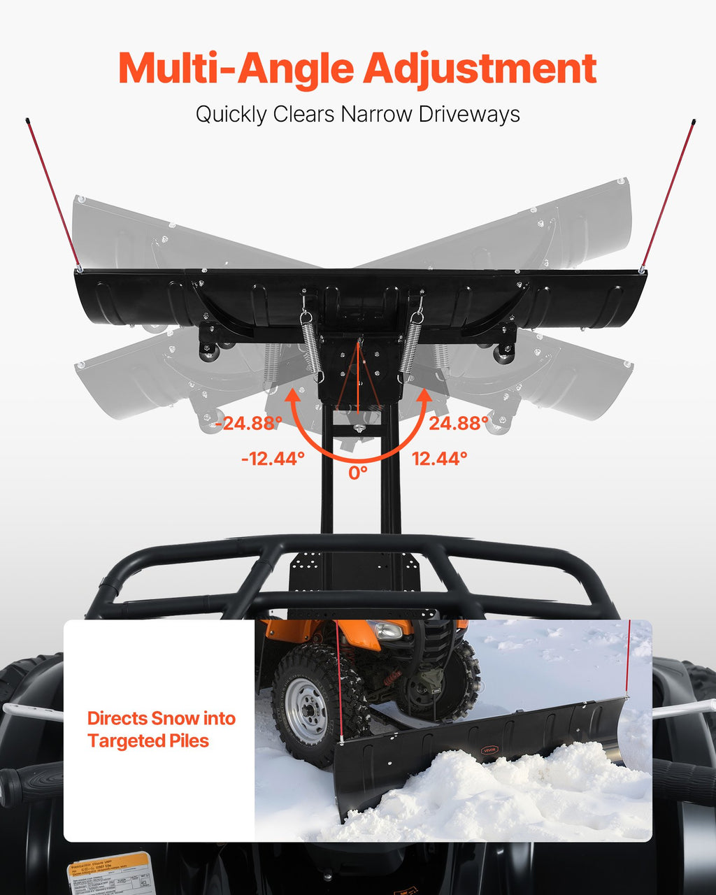Sniego stumtuvas VEVOR ATV-001J-72, 109/183 cm reguliuojamas plotis
