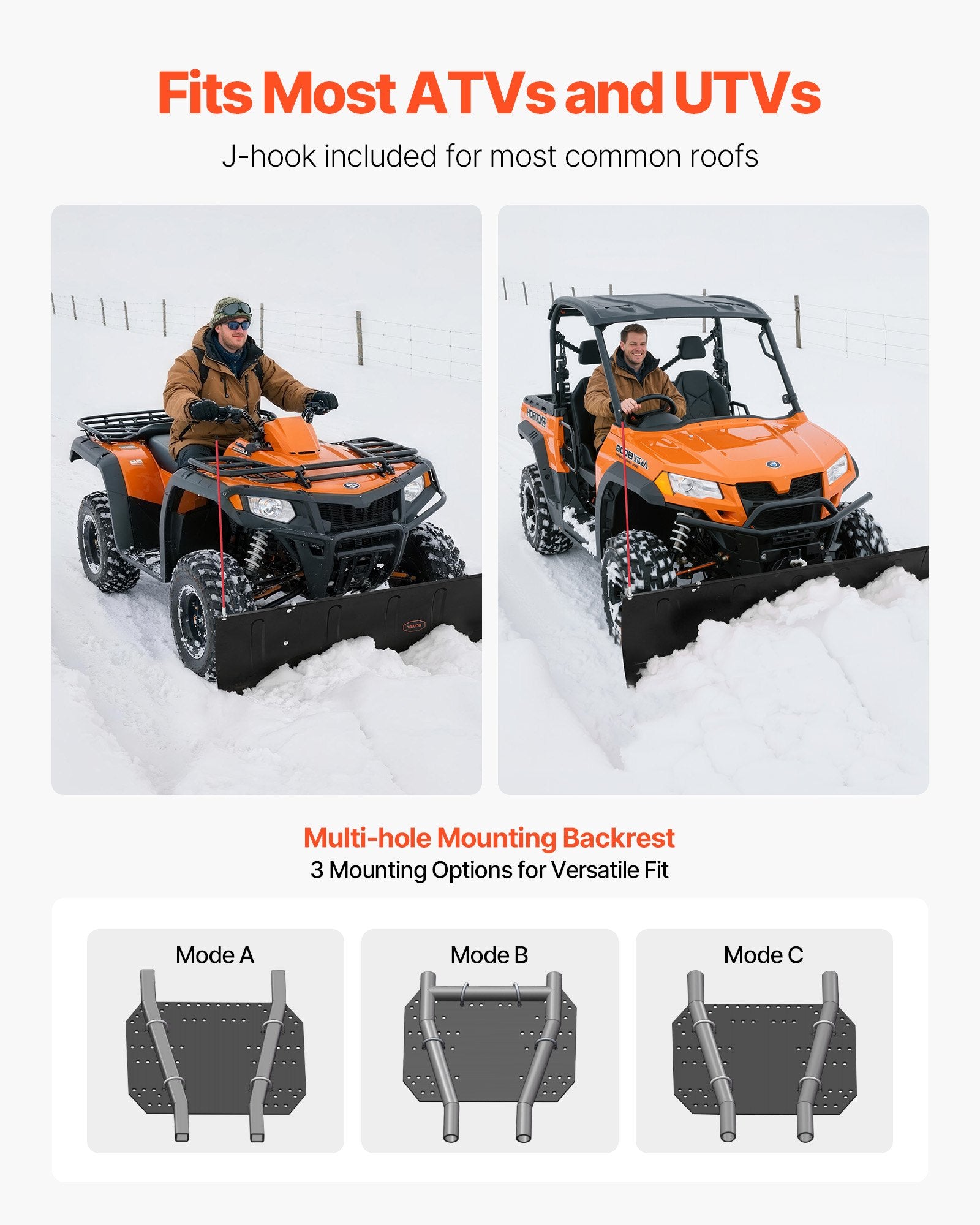 Sniego stumtuvas VEVOR ATV-001J-72, 109/183 cm reguliuojamas plotis
