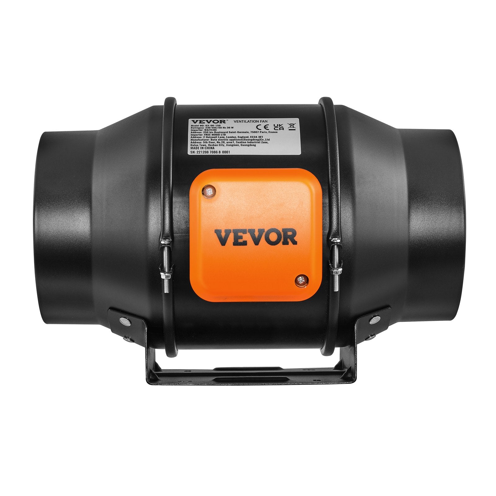 Kanalinis ventiliatorius VEVOR VV-GDFJ-EC6, 683 m³/h