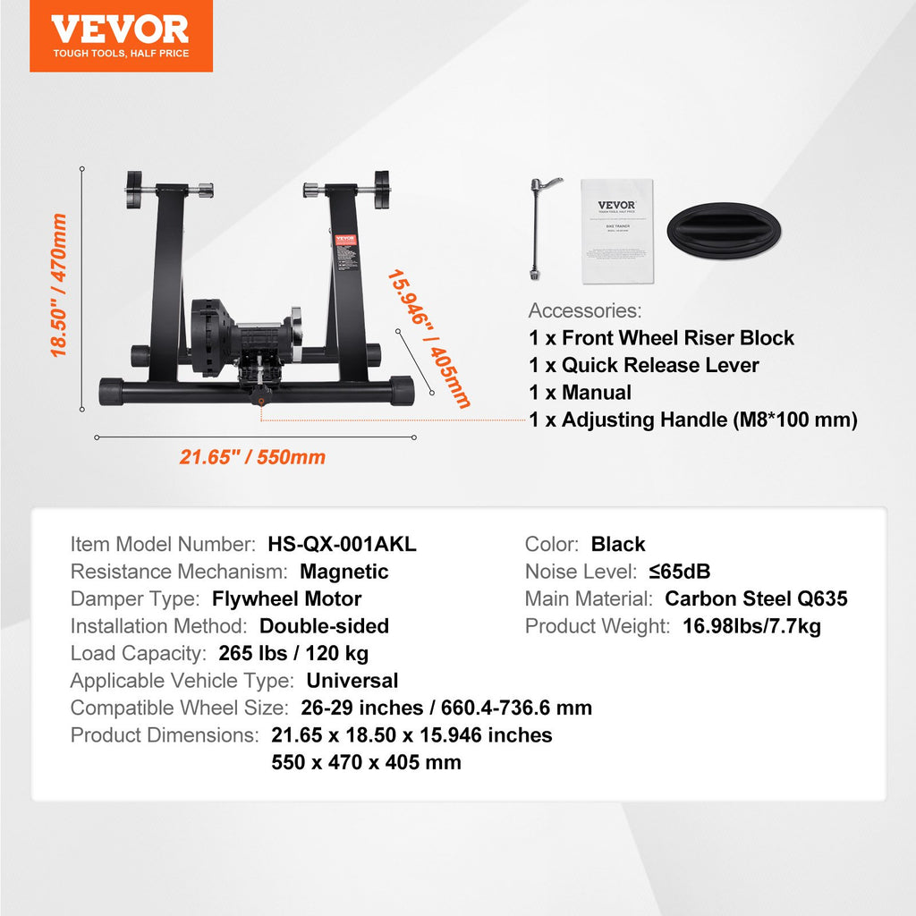 Magnetinis dviračio treniruoklis VEVOR HS-QX-001AKL, 26-29 colių ratams
