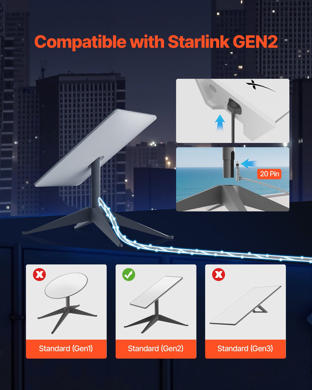 Starlink prailginimo laidas VEVOR Gen 2, 10 m