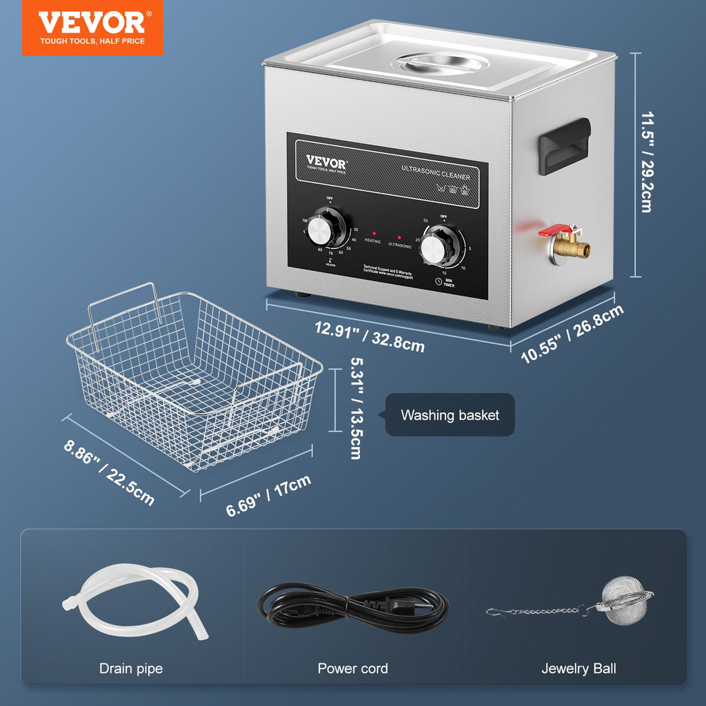 Ultragarsinė valyklė VEVOR TH-40AXN, 10 l talpos