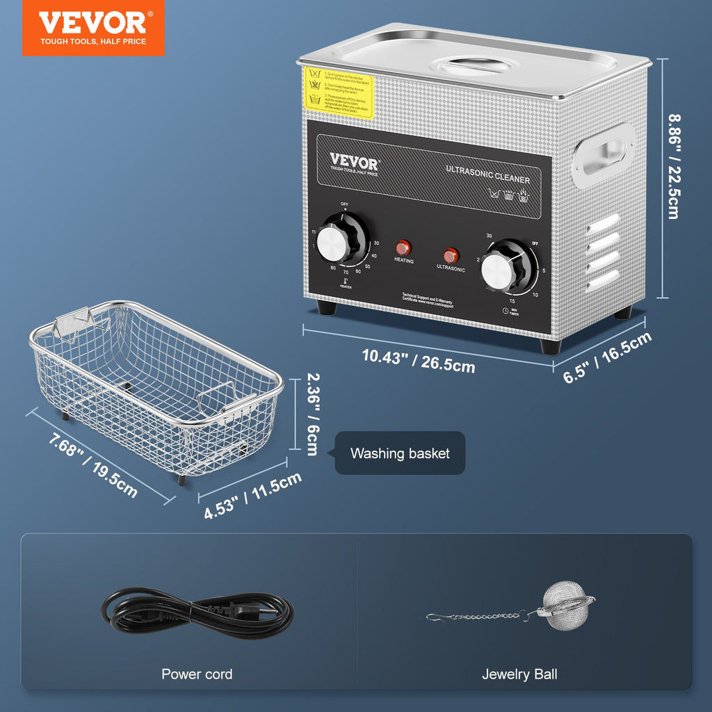 Ultragarsinė valyklė VEVOR KZ-S3, 3 l talpos