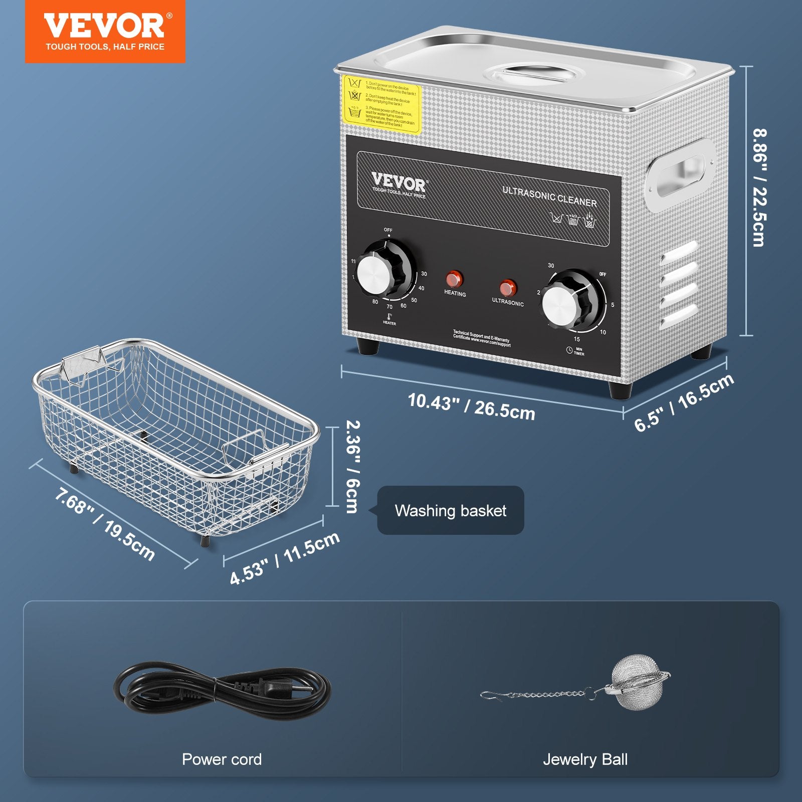 Ultragarsinė valyklė VEVOR KZ-S3, 3 l talpos