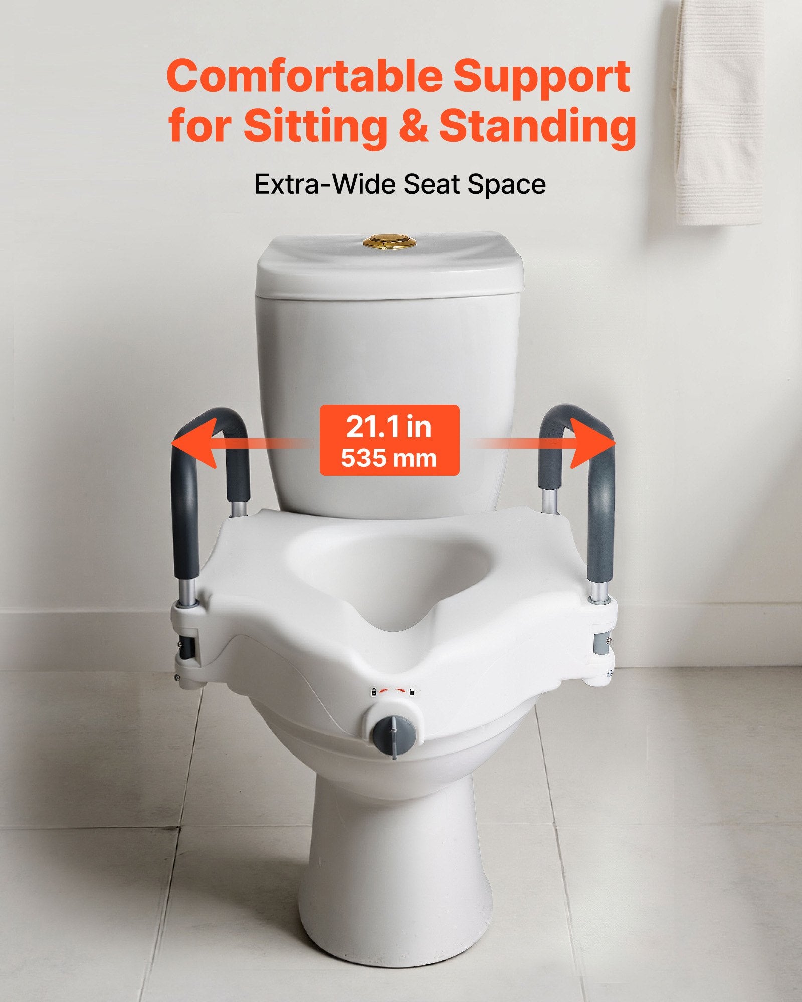 Paaukštinta tualeto sėdynė su rankenomis VEVOR SC7060B, 127 mm pakėlimas