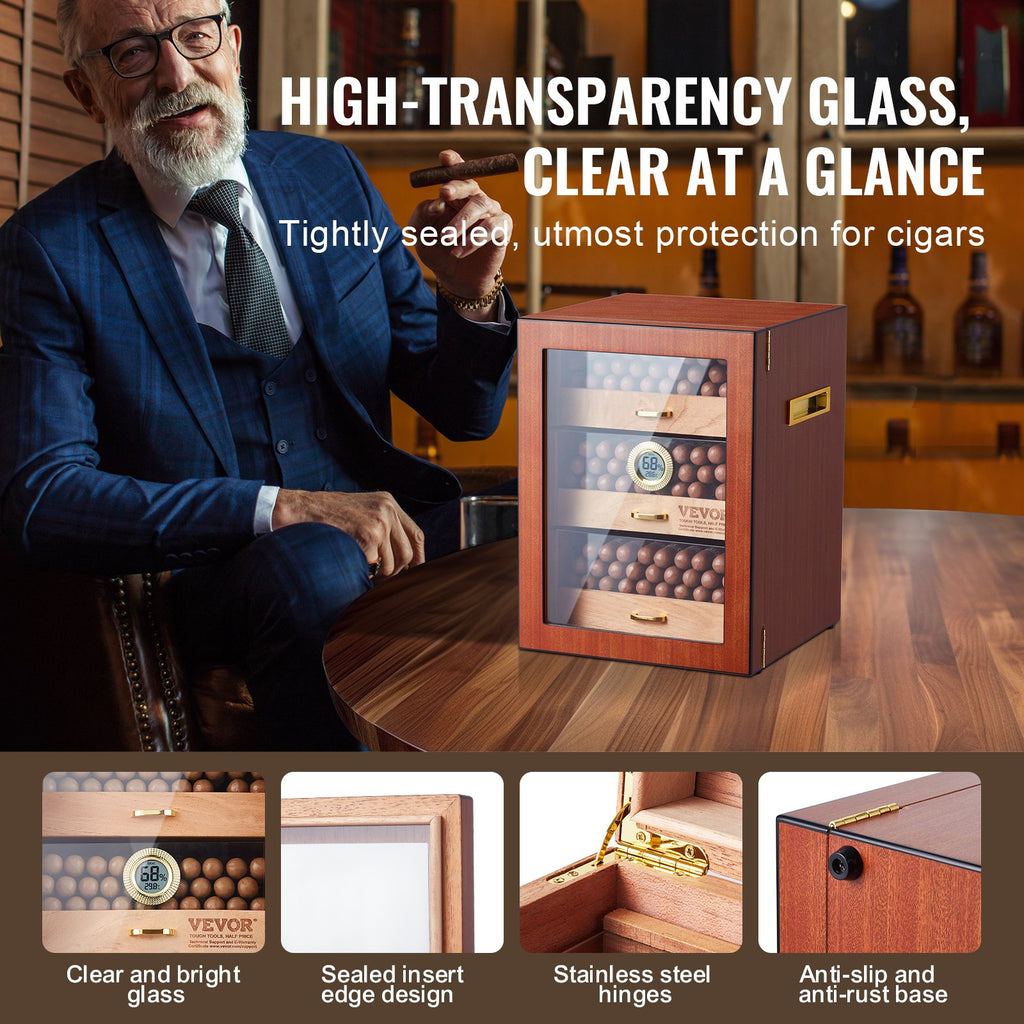 Cigarų humidorius VEVOR HCAG150D, 100-150 cigarų