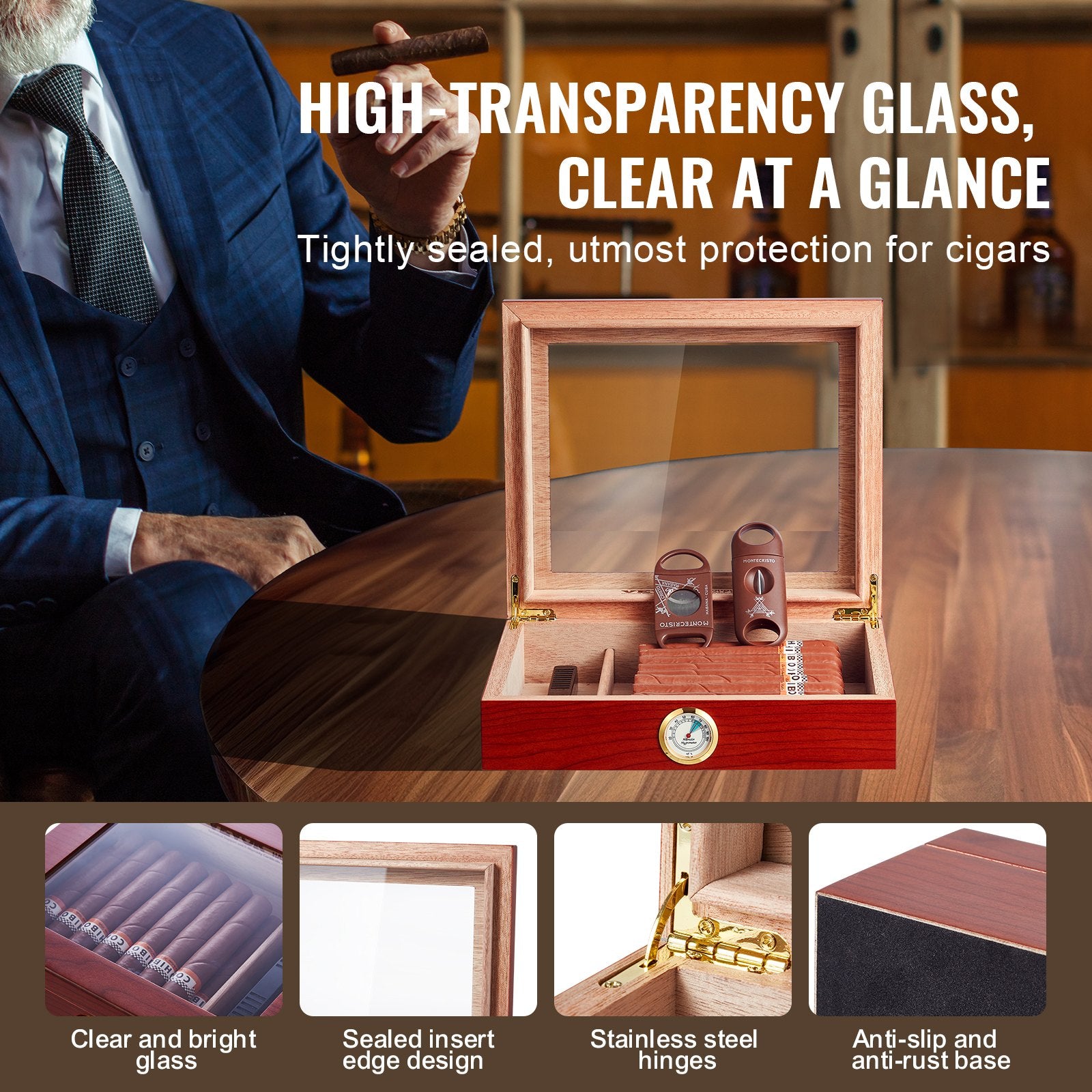 Cigarų humidorius VEVOR HCAF20J, 10–25 cigarams