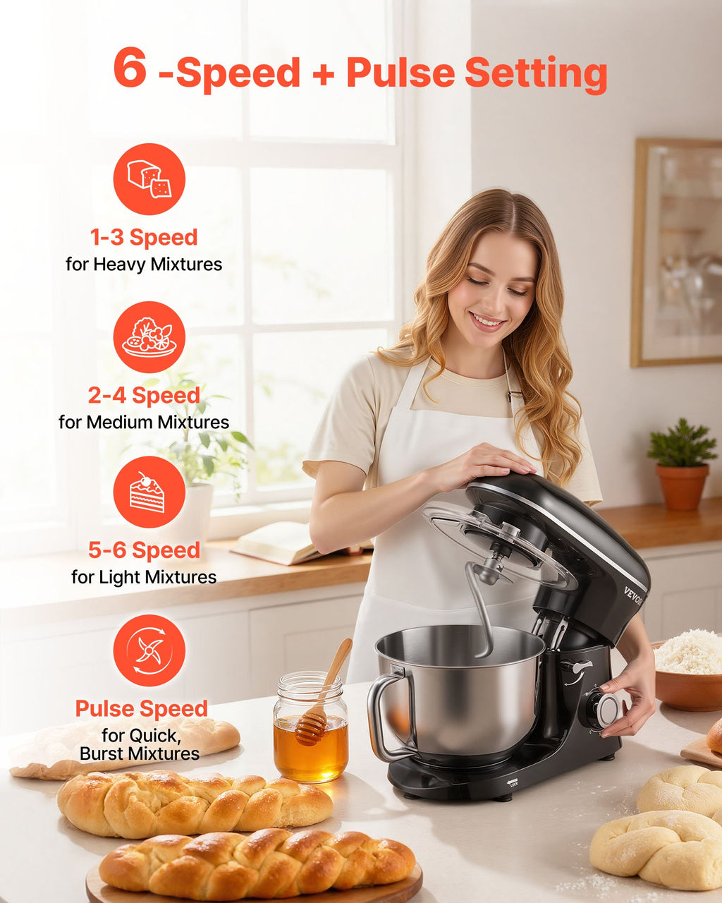 Virtuvinis kombainas VEVOR SM-1560N, 1400 W