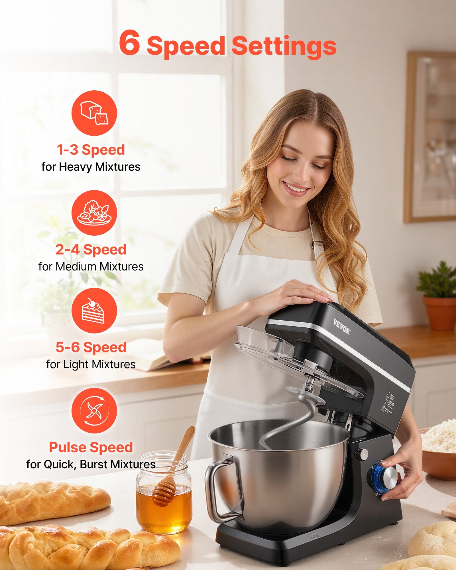 Virtuvinis kombainas VEVOR SM-1511Z, 1400W