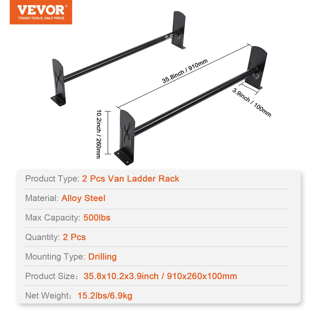 Mikroautobuso stogo bagažinė kopėčioms VEVOR BYCD-006, 227 kg keliamoji galia