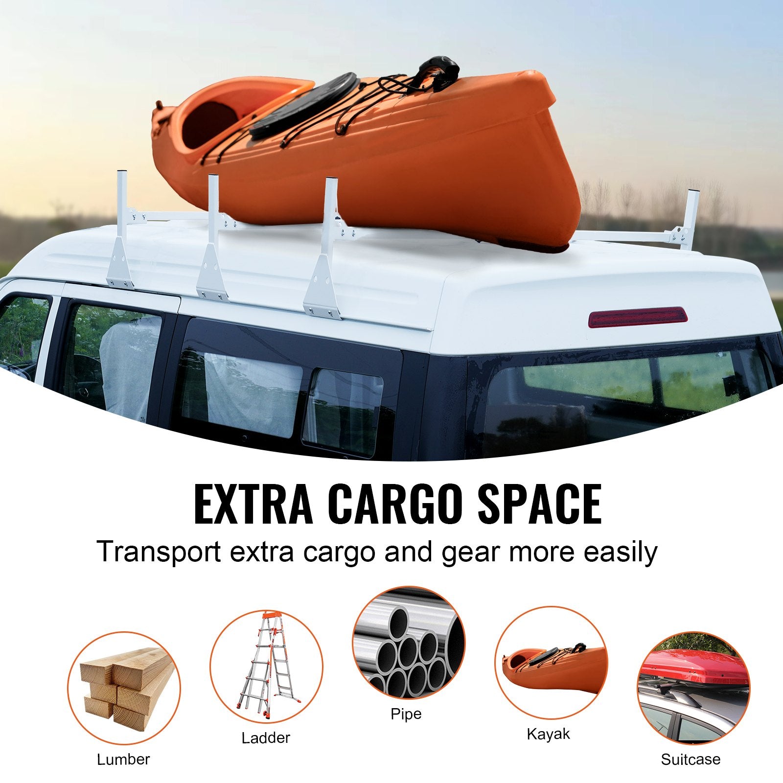 Mikroautobuso stogo bagažinė kopėčioms VEVOR BYCD-007, 340 kg keliamoji galia