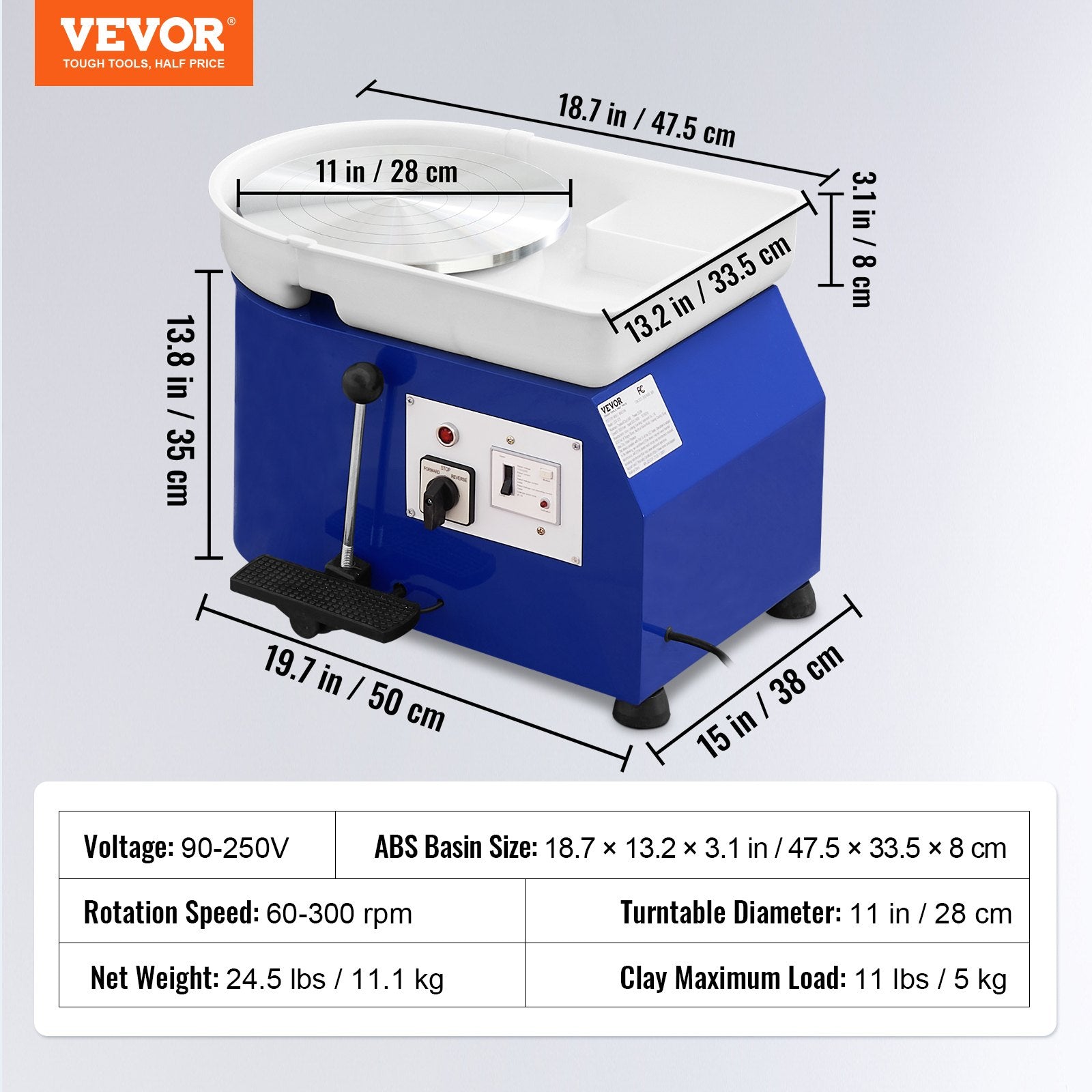 Keramikos žiedas VEVOR, 350W, 28 cm diskas