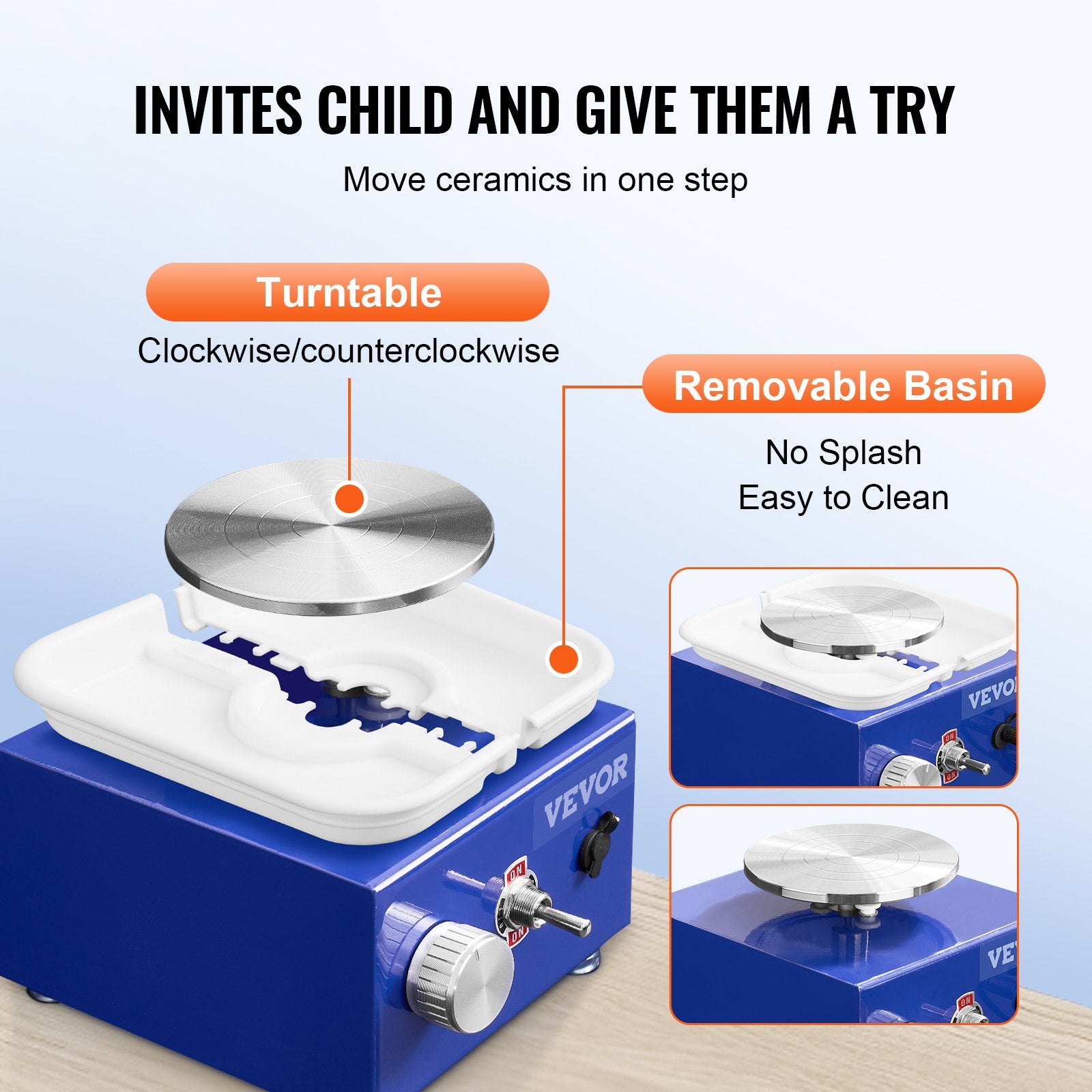 Miniatiūrinės žiedimo staklės VEVOR Mini Ceramic Wheel, 30W