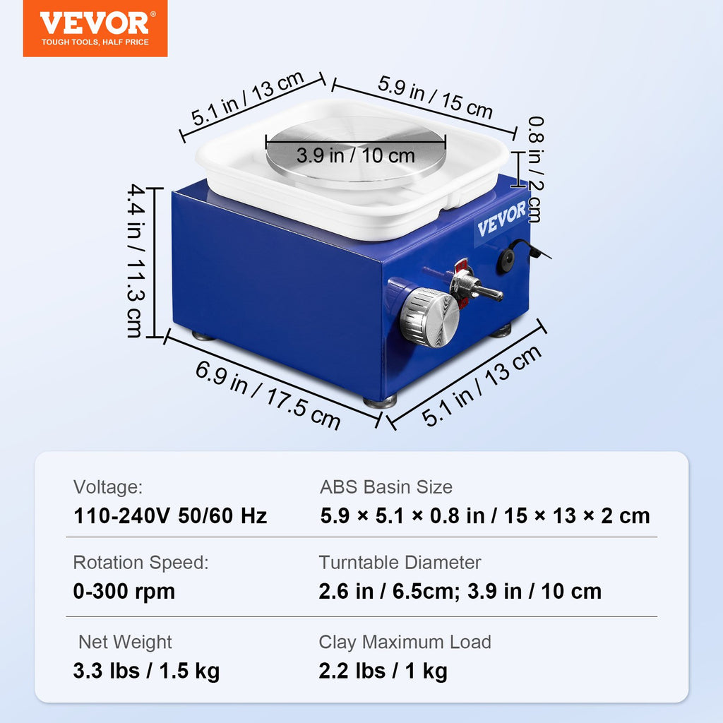Miniatiūrinės žiedimo staklės VEVOR Mini Ceramic Wheel, 30W