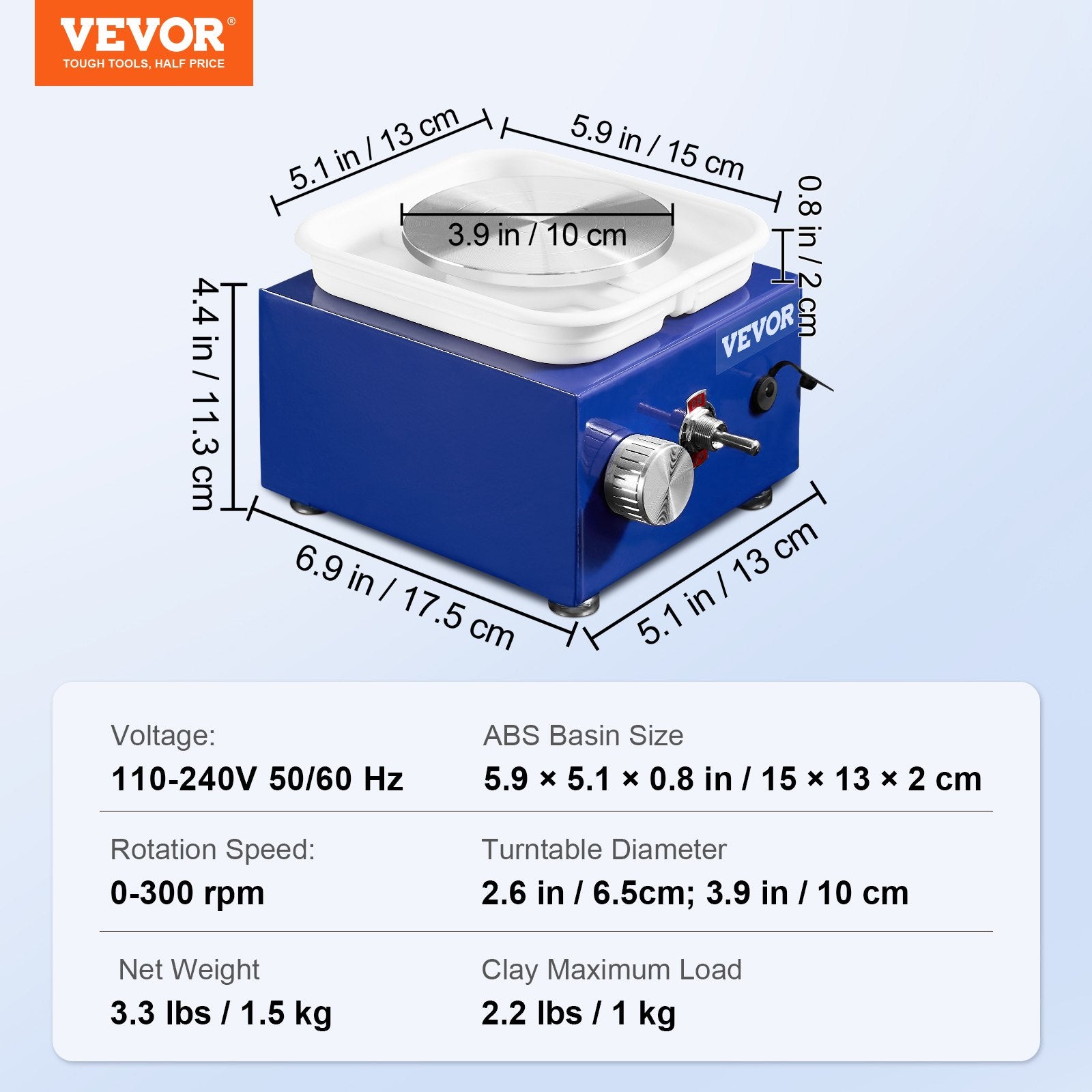 Miniatiūrinės žiedimo staklės VEVOR Mini Ceramic Wheel, 30W