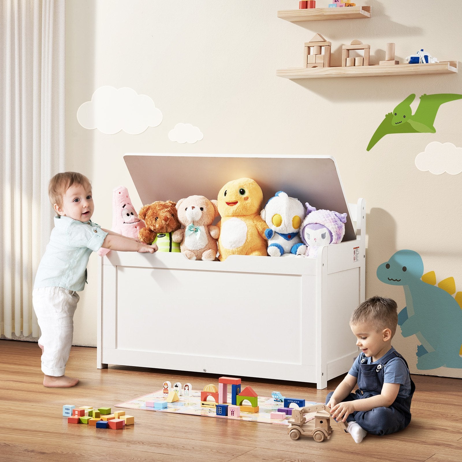 Medinė žaislų dėžė VEVOR ETD02-1, 83 cm ilgio