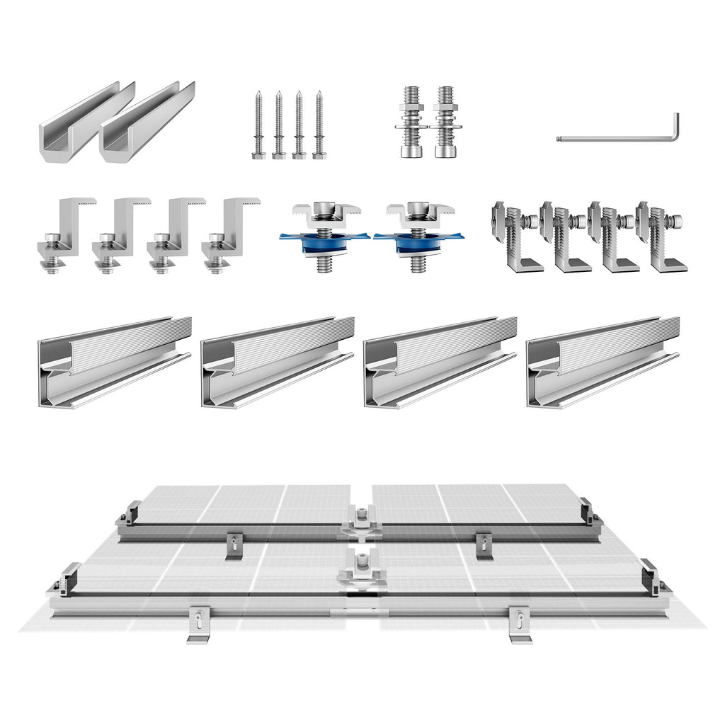 Saulės kolektorių tvirtinimo laikikliai VEVOR SF-SS-SKU8, 4 vnt. 760 mm bėgeliai