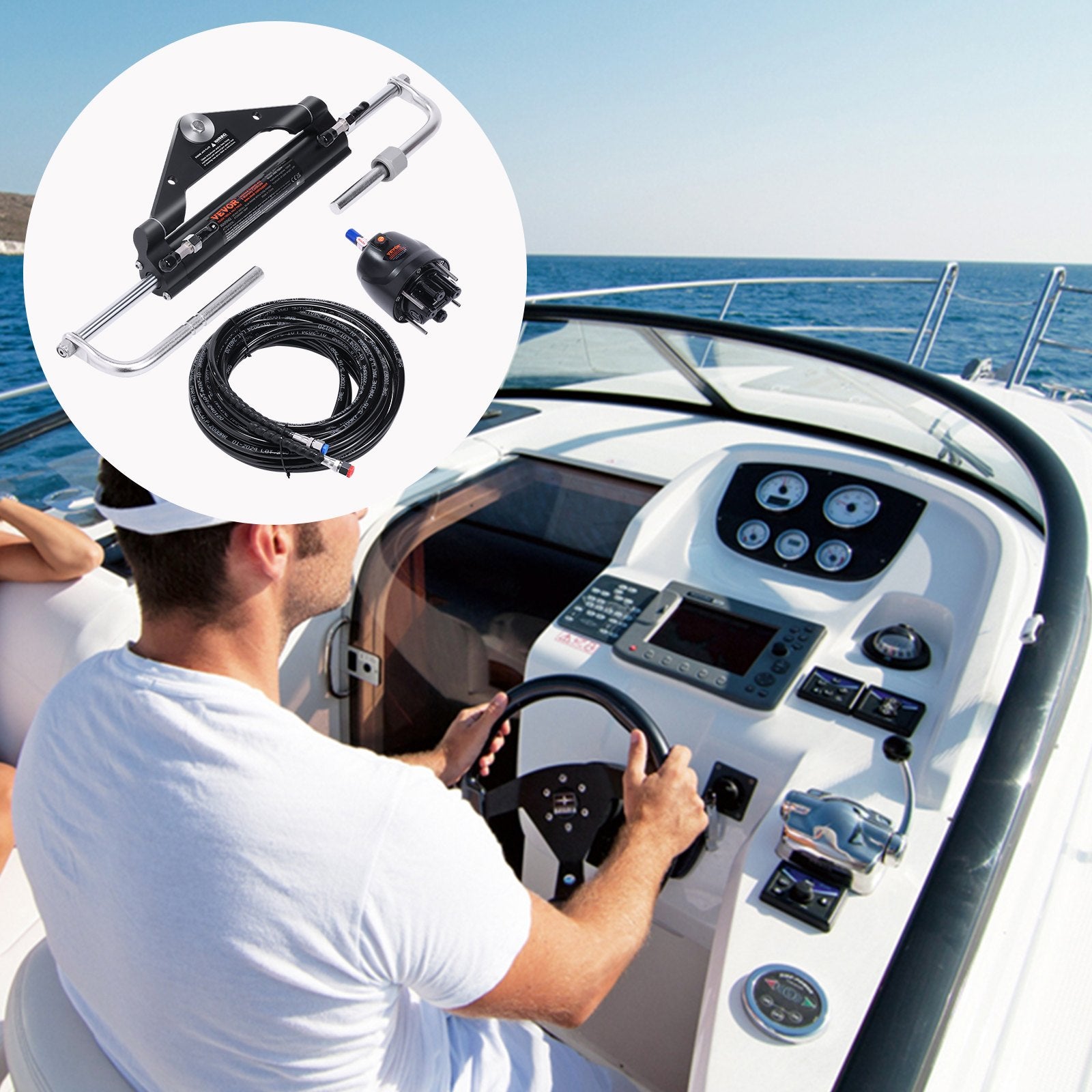 Hidraulinė vairavimo sistema pakabinamiems varikliams VEVOR HSX-150HP, iki 150 AG