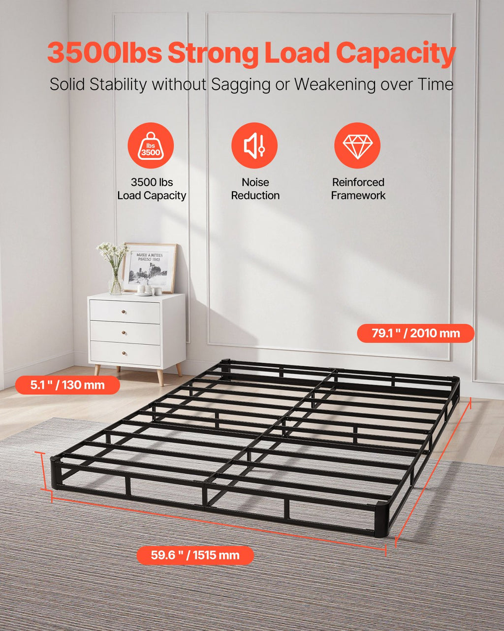 Čiužinio pagrindas VEVOR PB05-Q, Queen Size (201x151,5 cm)