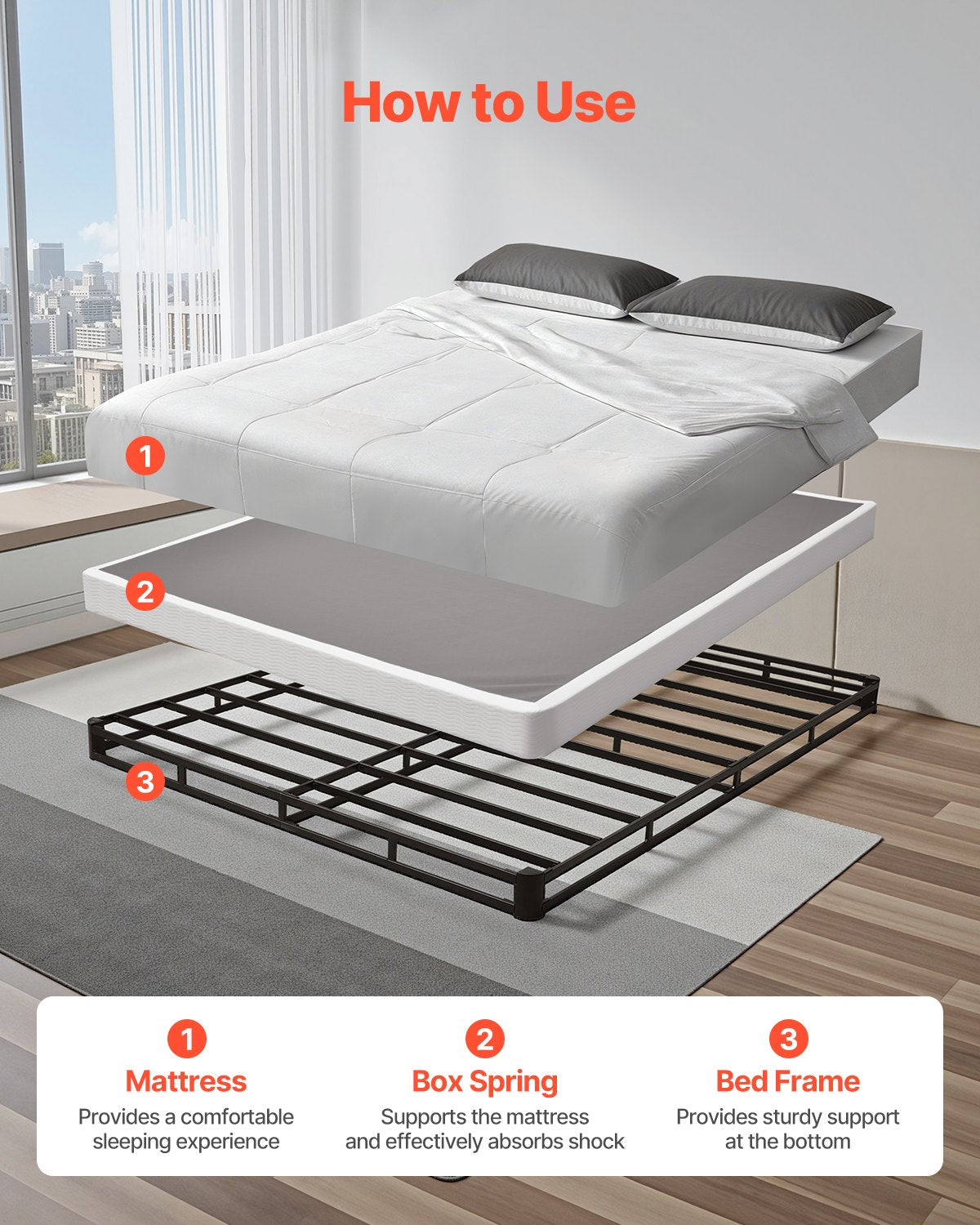 Lovos pagrindas VEVOR PB04-Q, 151x201 cm
