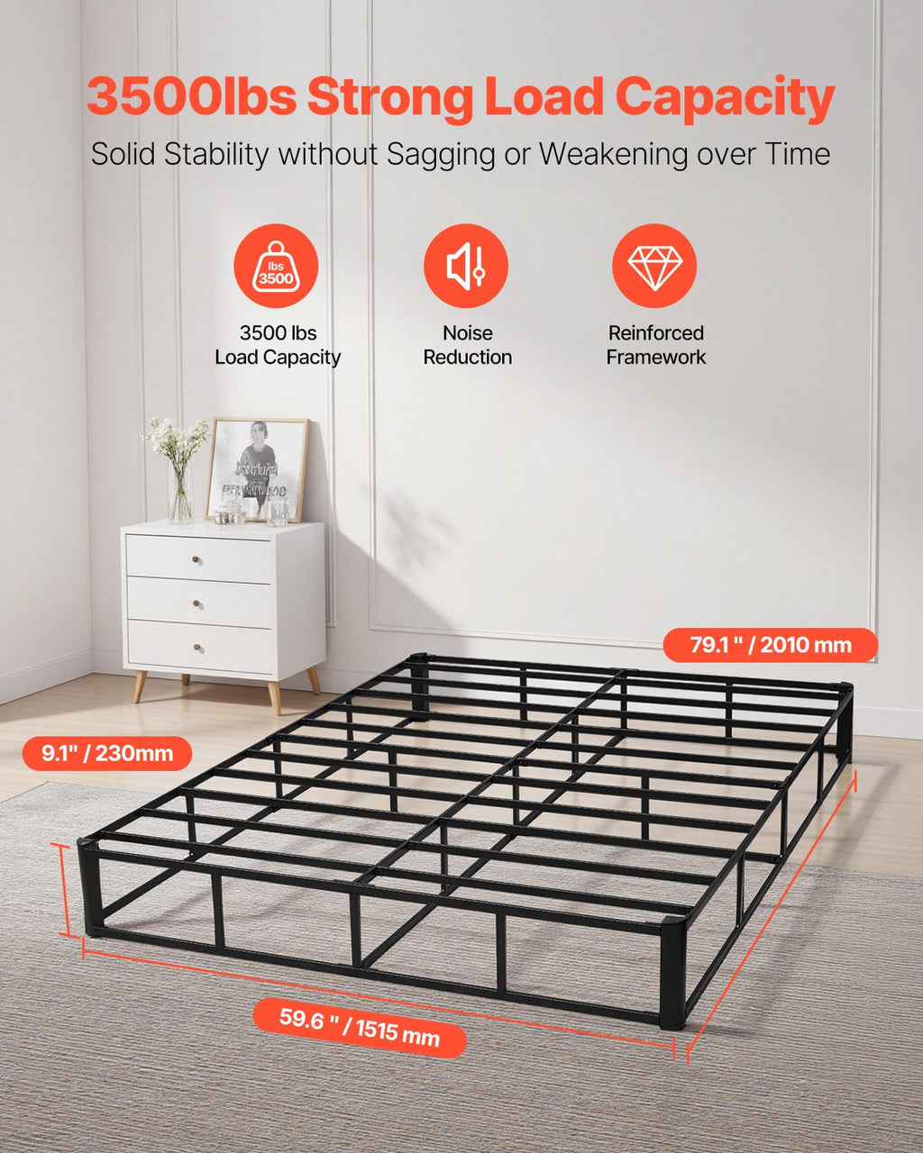 Lovos pagrindas VEVOR PB09-Q, Queen Size (151,5 x 201 cm)