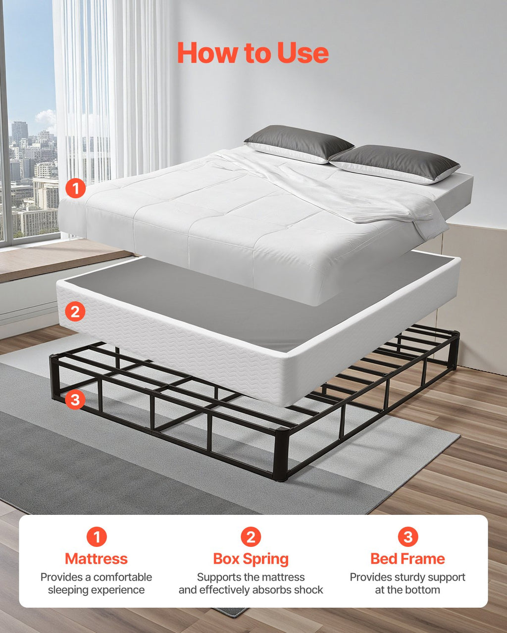 Lovos pagrindas VEVOR PB09-Q, Queen Size (151,5 x 201 cm)