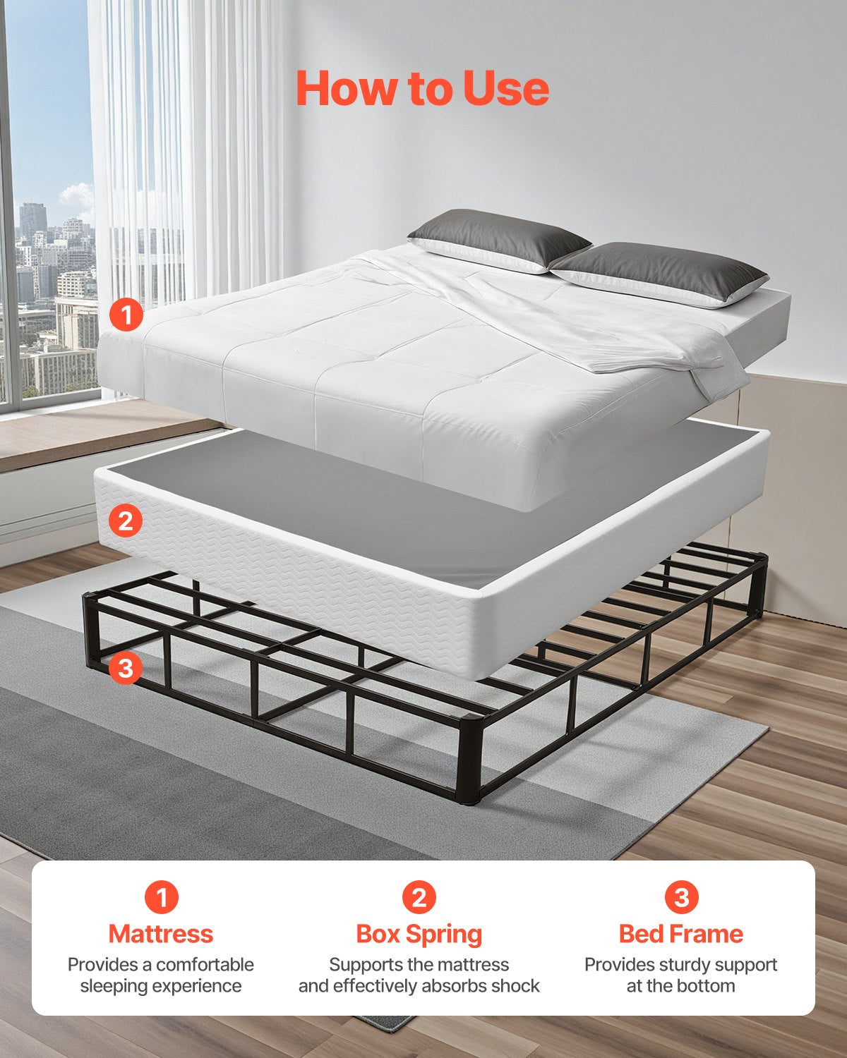 Lovos pagrindas VEVOR PB09-Q, Queen Size (151,5 x 201 cm)