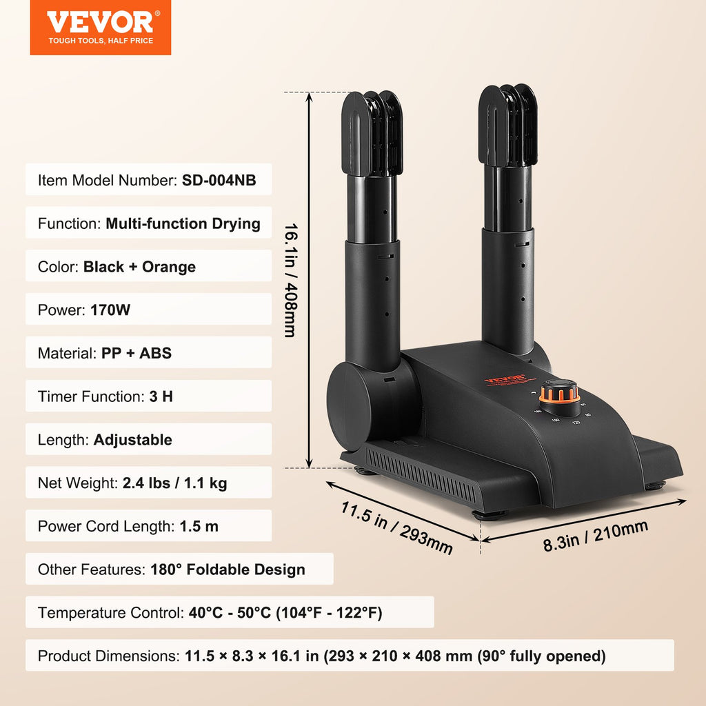 Batų džiovintuvas VEVOR SD-004NB, 170 W