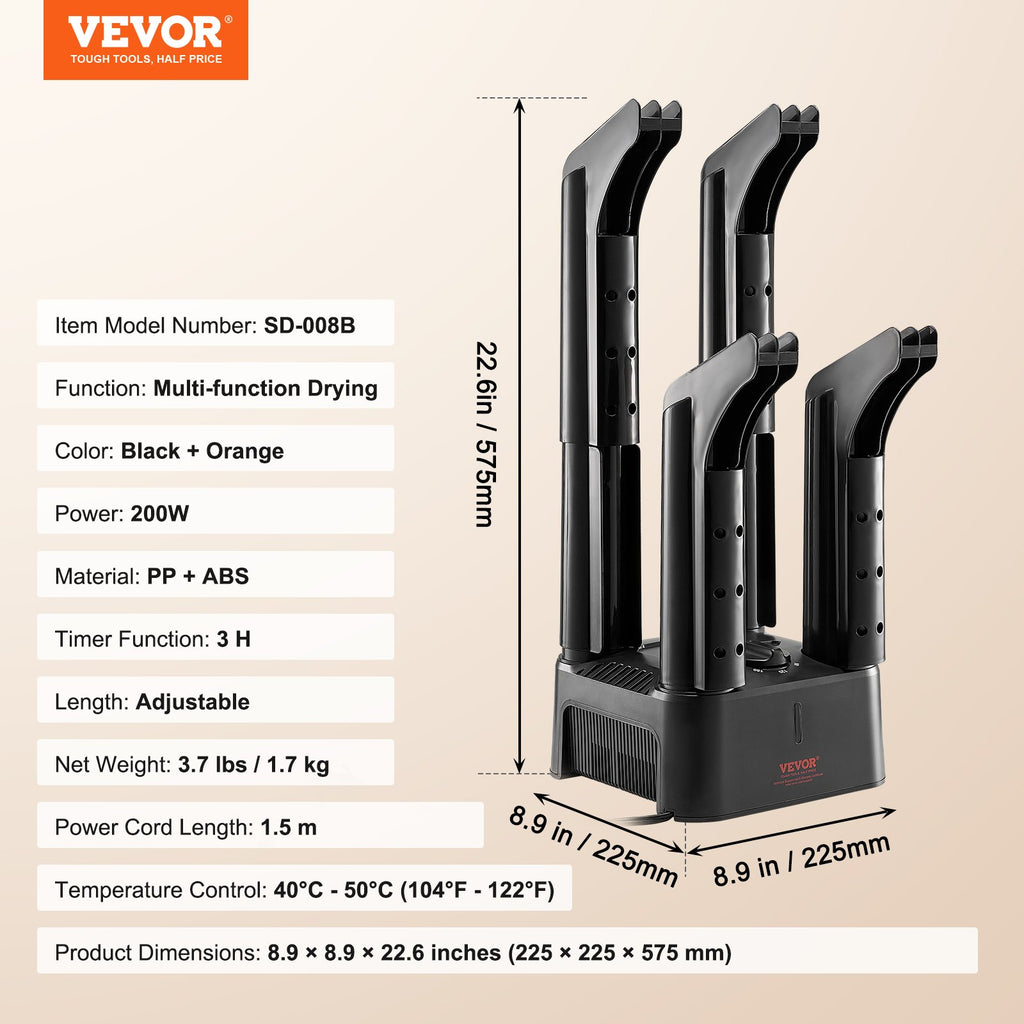 Batų džiovintuvas VEVOR SD-008B, 200 W
