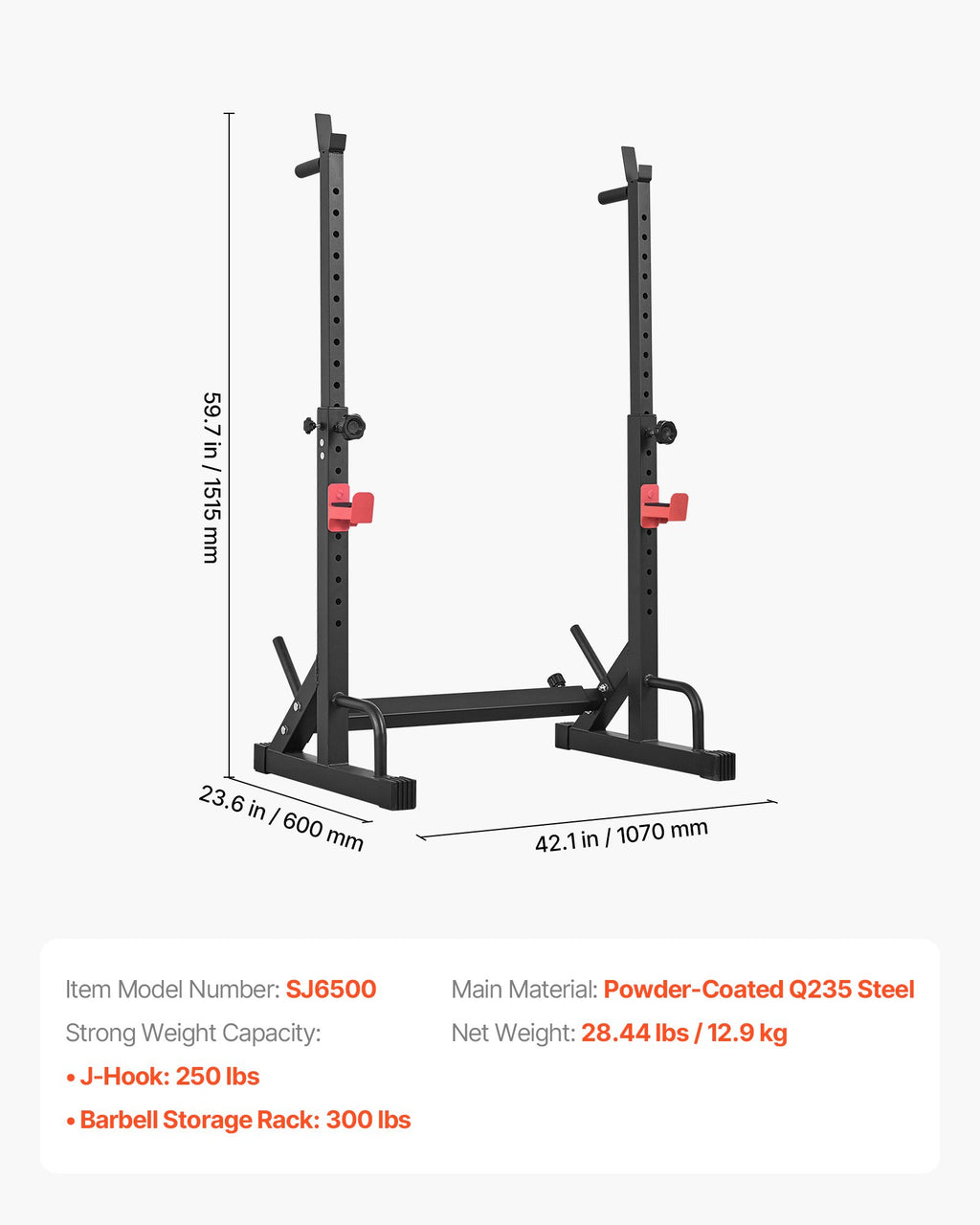 Pritūpimų stovas VEVOR SJ6500, 250 kg keliamoji galia