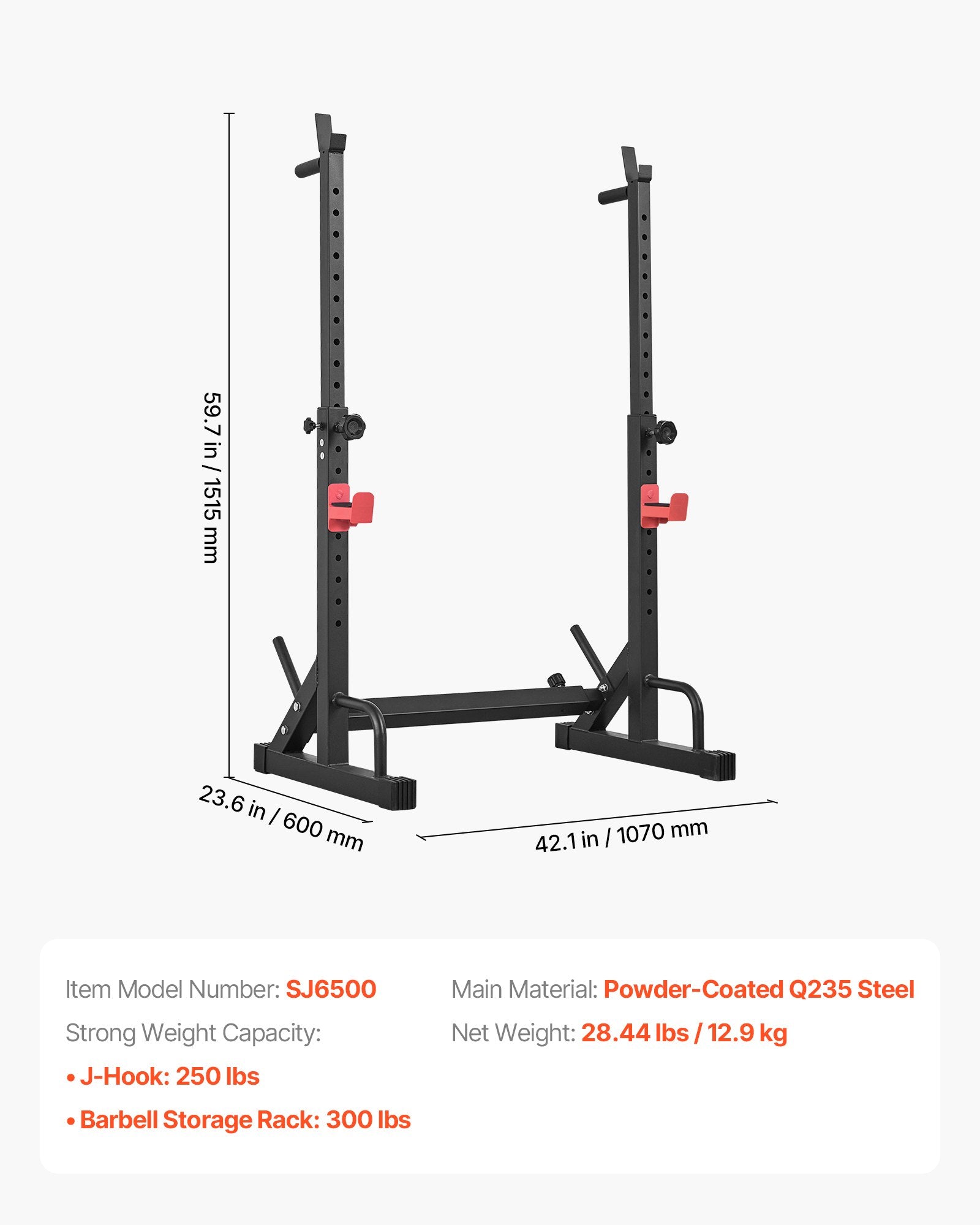Pritūpimų stovas VEVOR SJ6500, 250 kg keliamoji galia