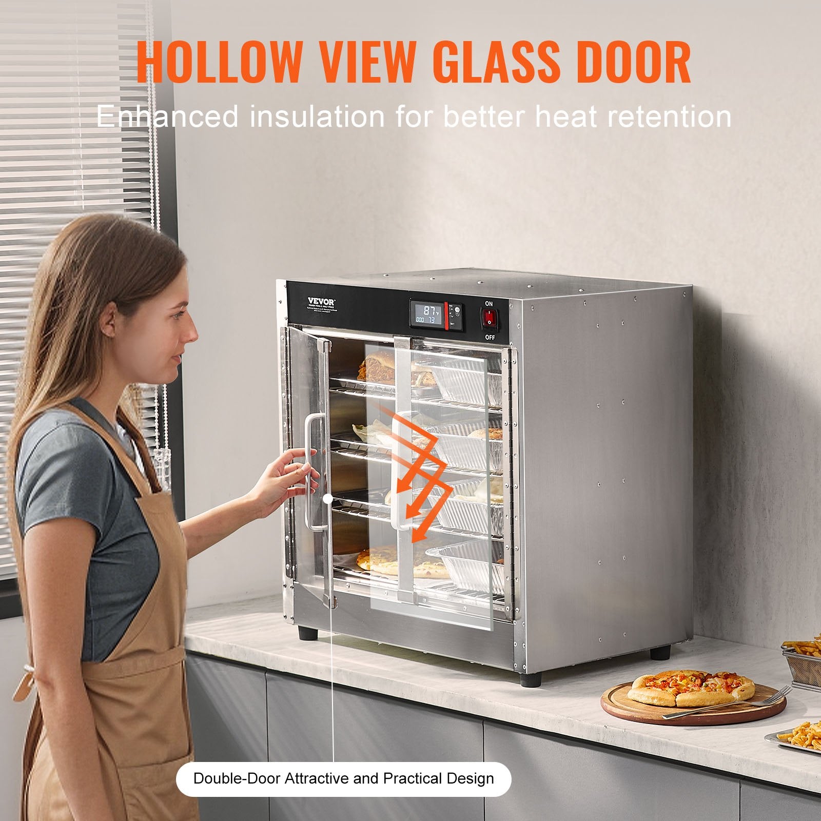 Maisto šildymo vitrina VEVOR FWHB-251524-KS, 850 W